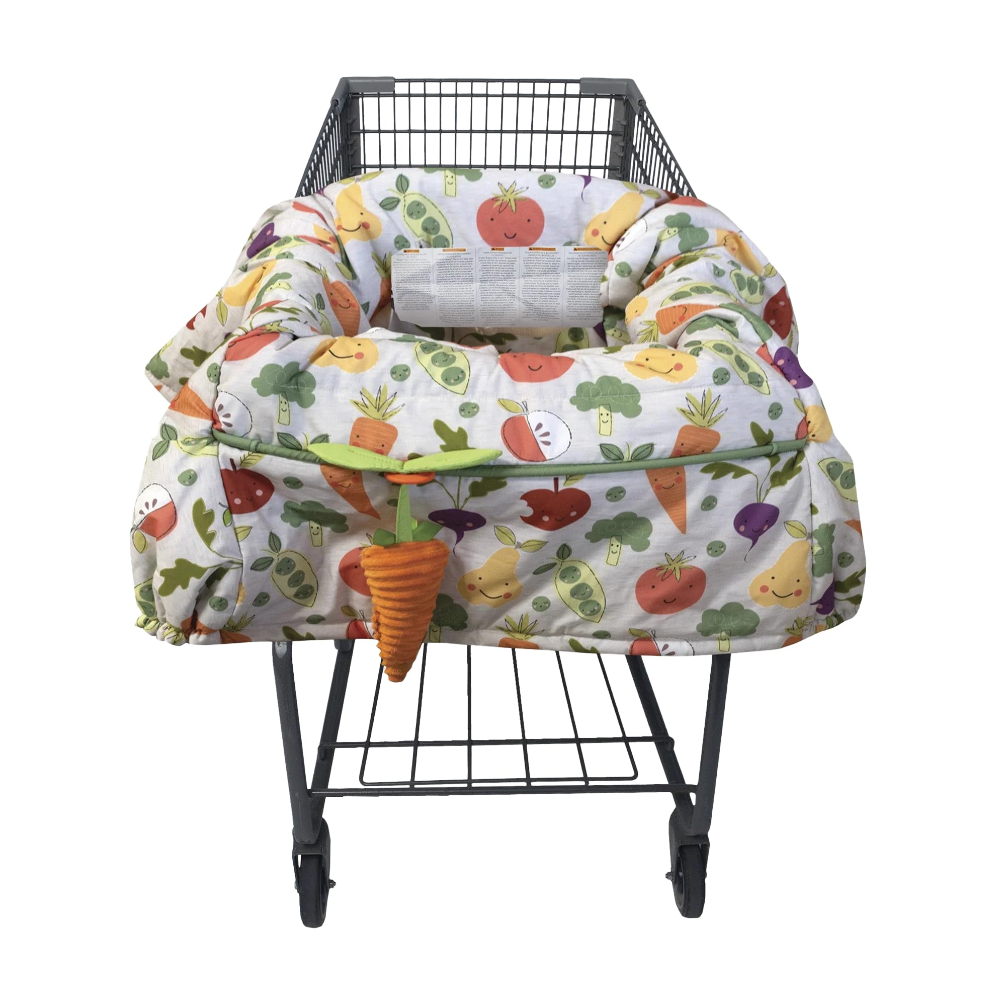 Boppy Shopping Cart Cover for Baby - 360 degrees Coverage Cart Cover for Babies with Safety Harness, Toy Tether, One-Hand Placement, Machine-Washable, 6 Month & Up - Multicolor Farmer's Market