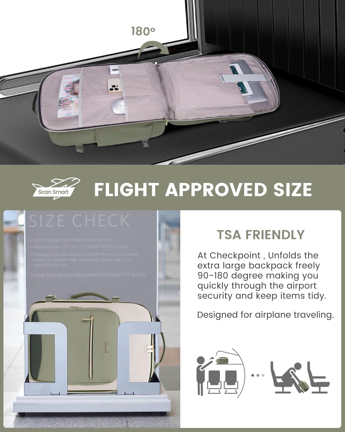LOVEVOOK 40L Travel Backpack for Women & Men, Airline Approved Carry On Luggage with 3 Packing Cubes, TSA Overnight Bags, Waterproof Personal Item Bag, Weekender Essentials Backpacks fits 17" Laptop