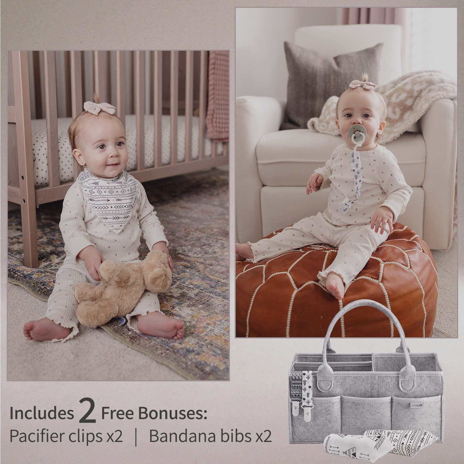 PUTSKA Baby Diaper Caddy Organizer Nursery Basket Set Baby Basket Gift Registry Baby Shower List Baby Must Haves Essentials Neutral Baby Stuff For Newborn
