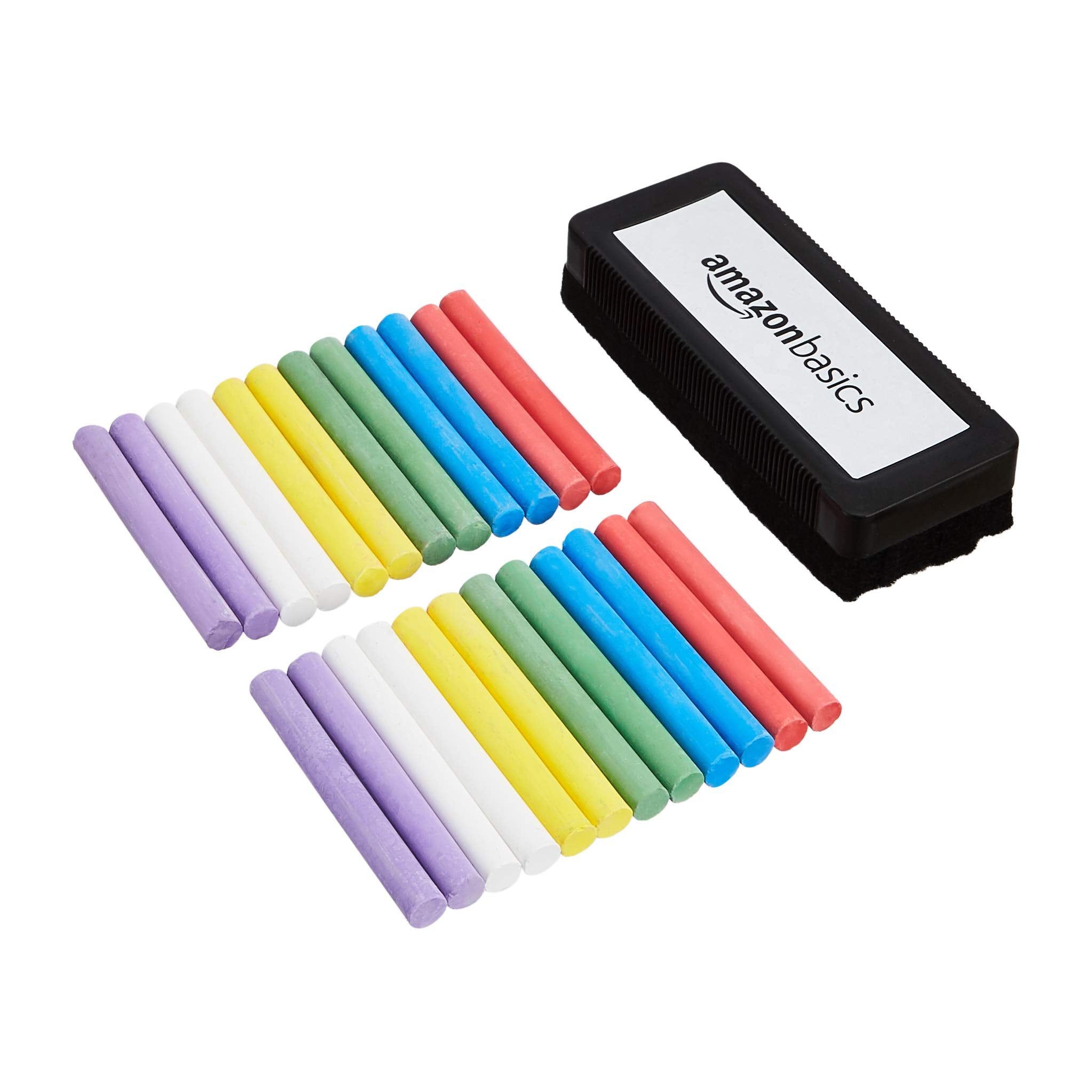 Basics Dustless Chalk with Eraser, 24 Count (Pack of 1), Assorted