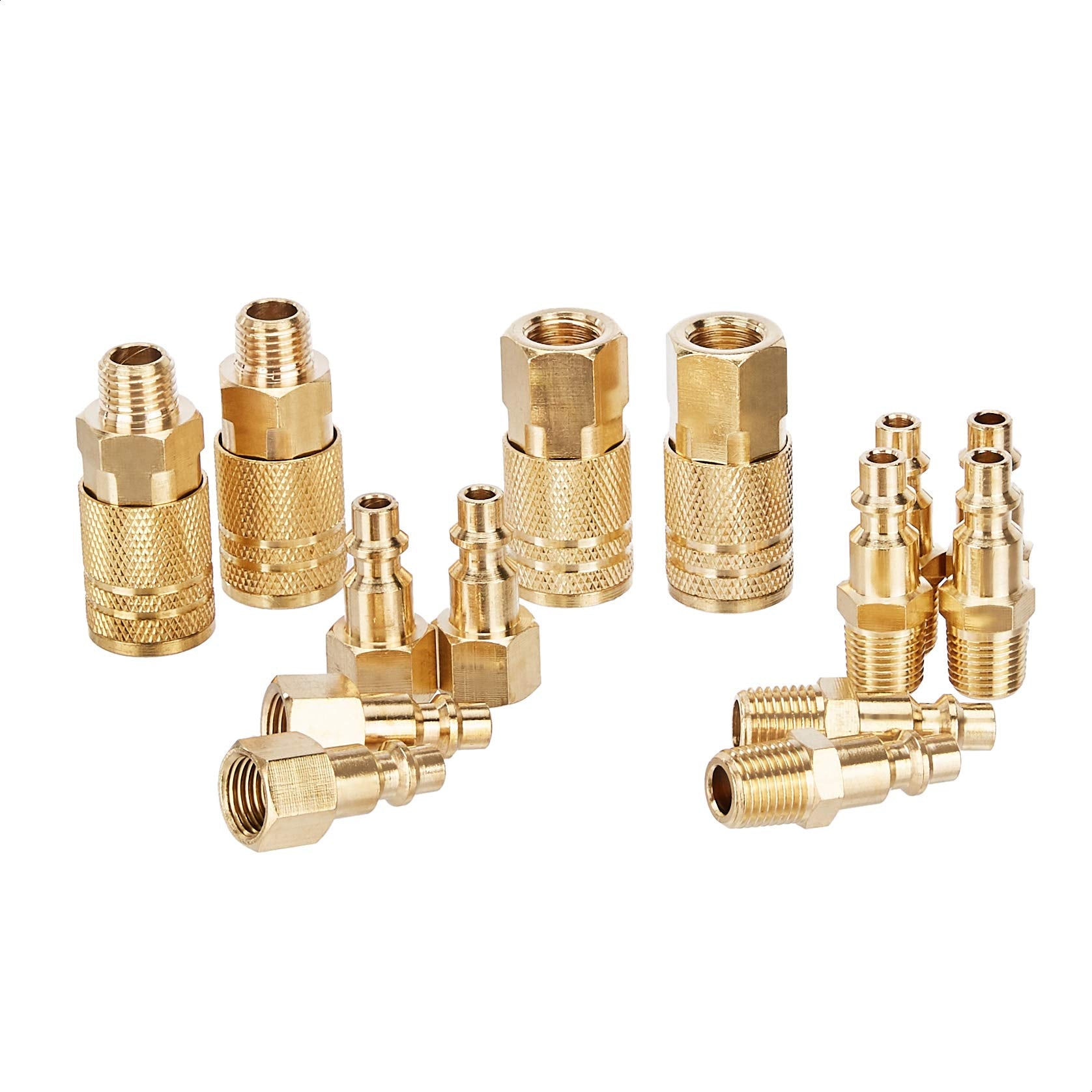 Basics Quick Connect Brass Air Coupler and Plug Kit - 1/4-Inch NPT Fittings, 14 count (Pack of 1)