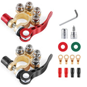 SINGARO Car Battery Terminal Connector, 4 Way Positive and Negative Pole Quick Release Terminal Clip, Applicable to SAE/JIS A Type Terminal Post, Compatible with Cars, Trucks and More(Gold-A)