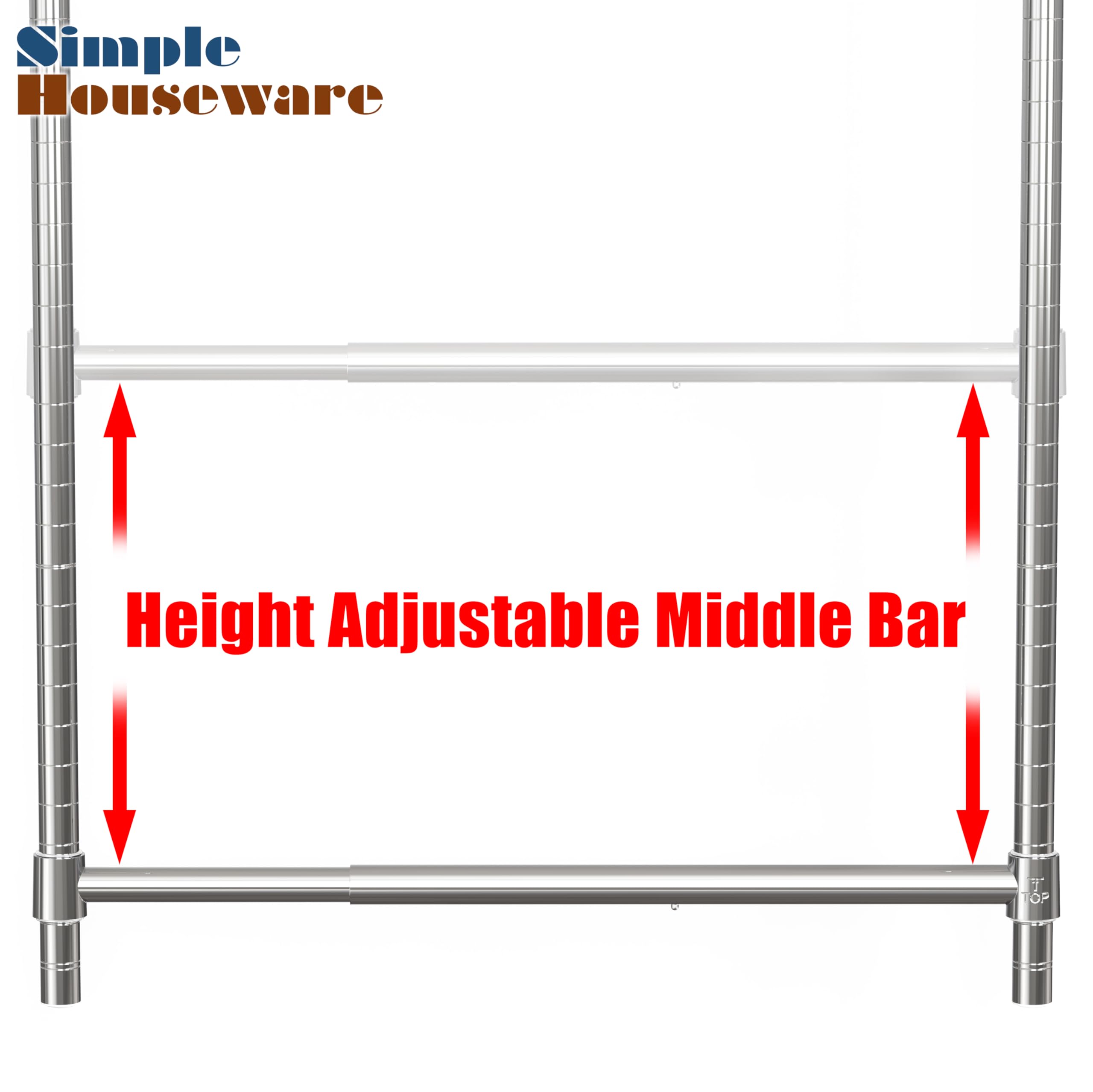 Simple Houseware Adjustable Closet Hanging Rod, Chrome