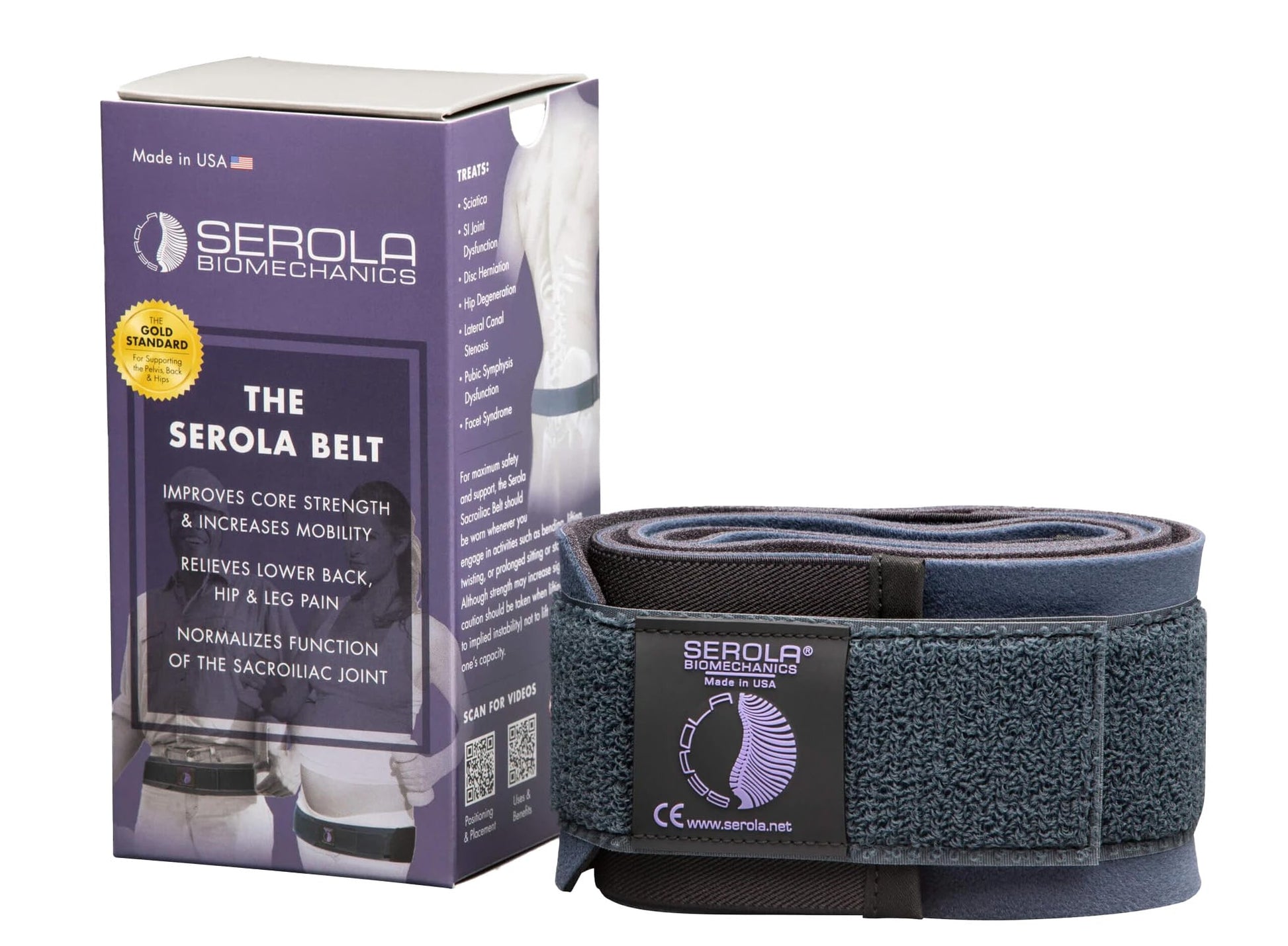 Serola Sacroiliac Belt – Sciatica Nerve Relief Gold Standard for Supporting Pelvis, Back, and Lower Back Pain (Large fits 40” to 45”)