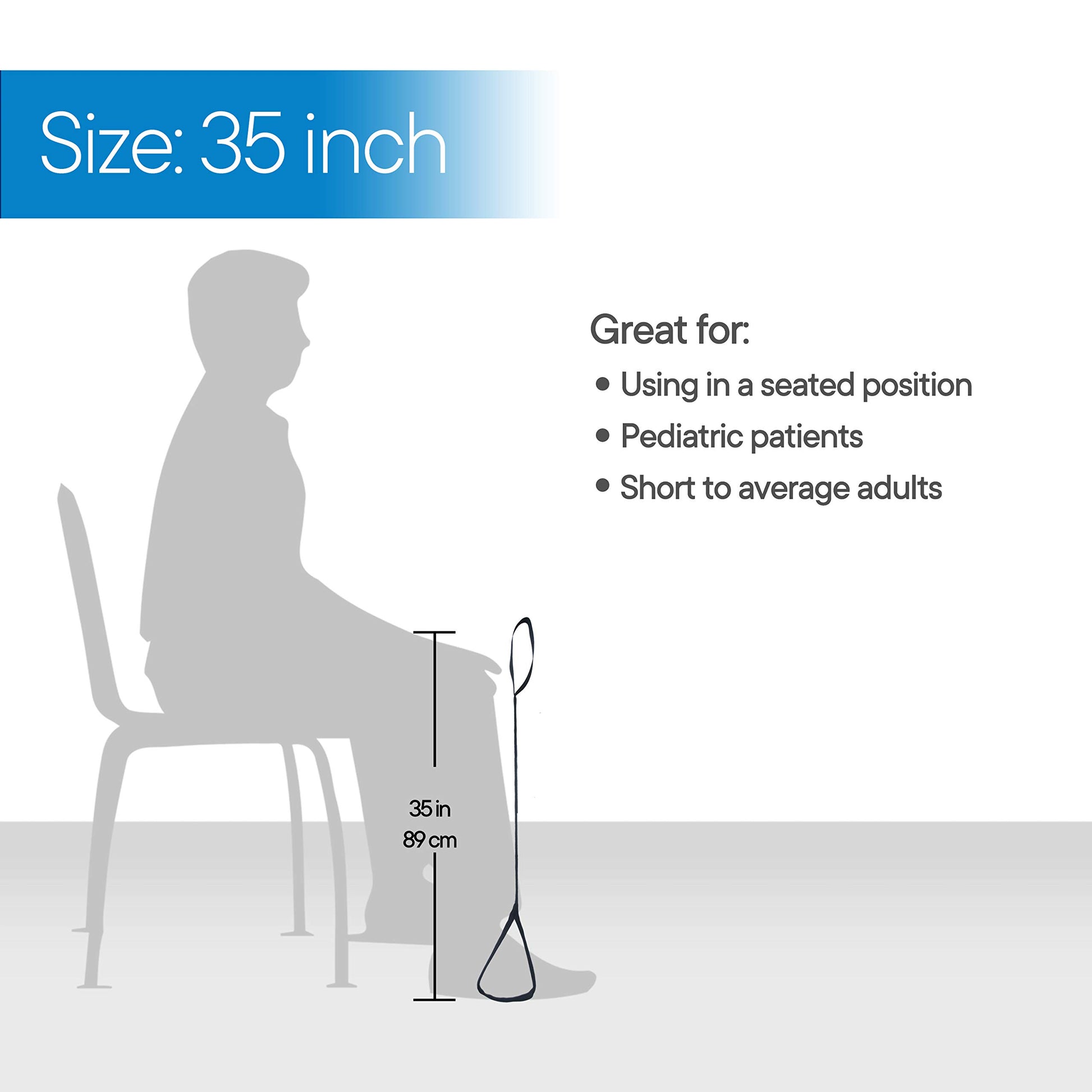 RMS 35 Inch Long Leg Lifter - Durable & Rigid Hand Strap & Foot Loop - Ideal Mobility Tool for Wheelchair, Hip & Knee Replacement Surgery