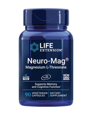 Life Extension Neuro-Mag Magnesium L-Threonate, Memory Health, Quick Thinking, Cognitive Health Support, Vegetarian, Non-GMO, 90 Vegetarian Capsules (144 mg from 2000 mg Magtein magnesium L-threonate