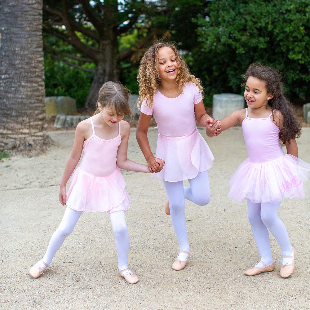 Stelle Ballet Leotards for Girls Toddler Dance Dress Outfit Combo with Skirt and Tights (Toddler/Little Kid/Big Kid)(Ballet Pink (Adjustable Tie), 85)