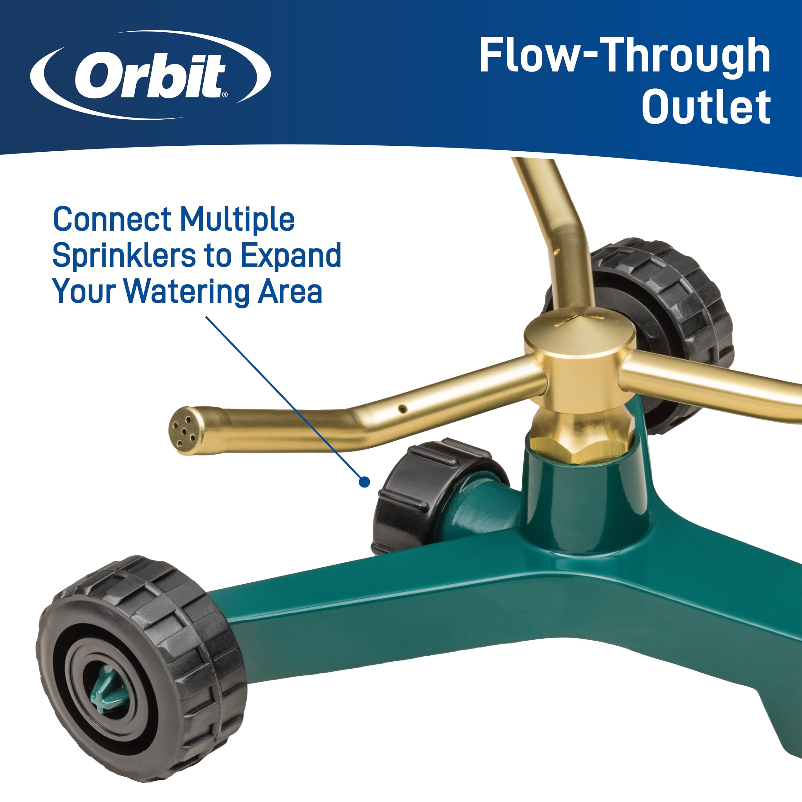 Orbit 58257N Lawn and Garden 3-Arm Metal Sprinkler with Wheel Base