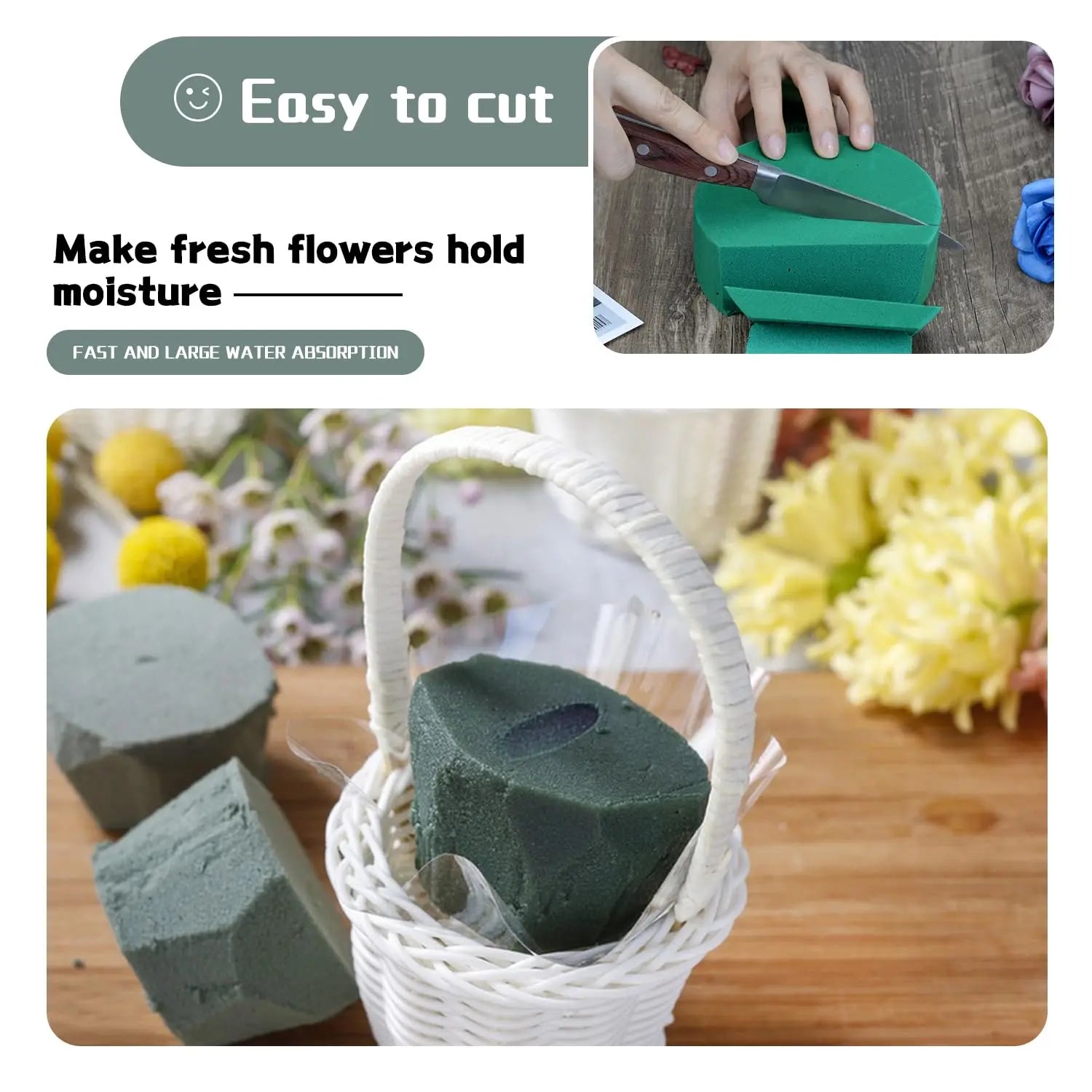 4Pcs Floral Foam Round SUPKING 3.2" Small Green Wet Dry Flower Foam Blocks Florist Plant Foam for Artificial and Fresh Flower Arrangement