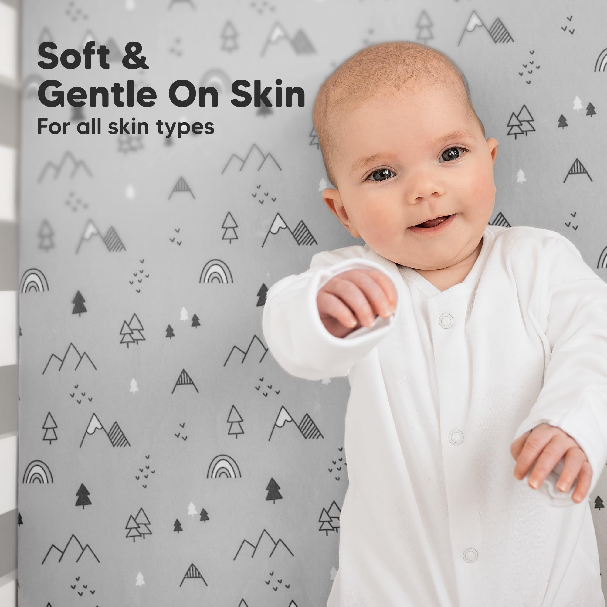 KeaBabies 2-Pack Organic Crib Sheets for Boys, Girls - 52x28 Fitted Crib Mattress Sheet Neutral, Breathable Jersey Cotton Cover for Baby Bed, Toddler Mattress, Soft & Cute Prints (Woodland)