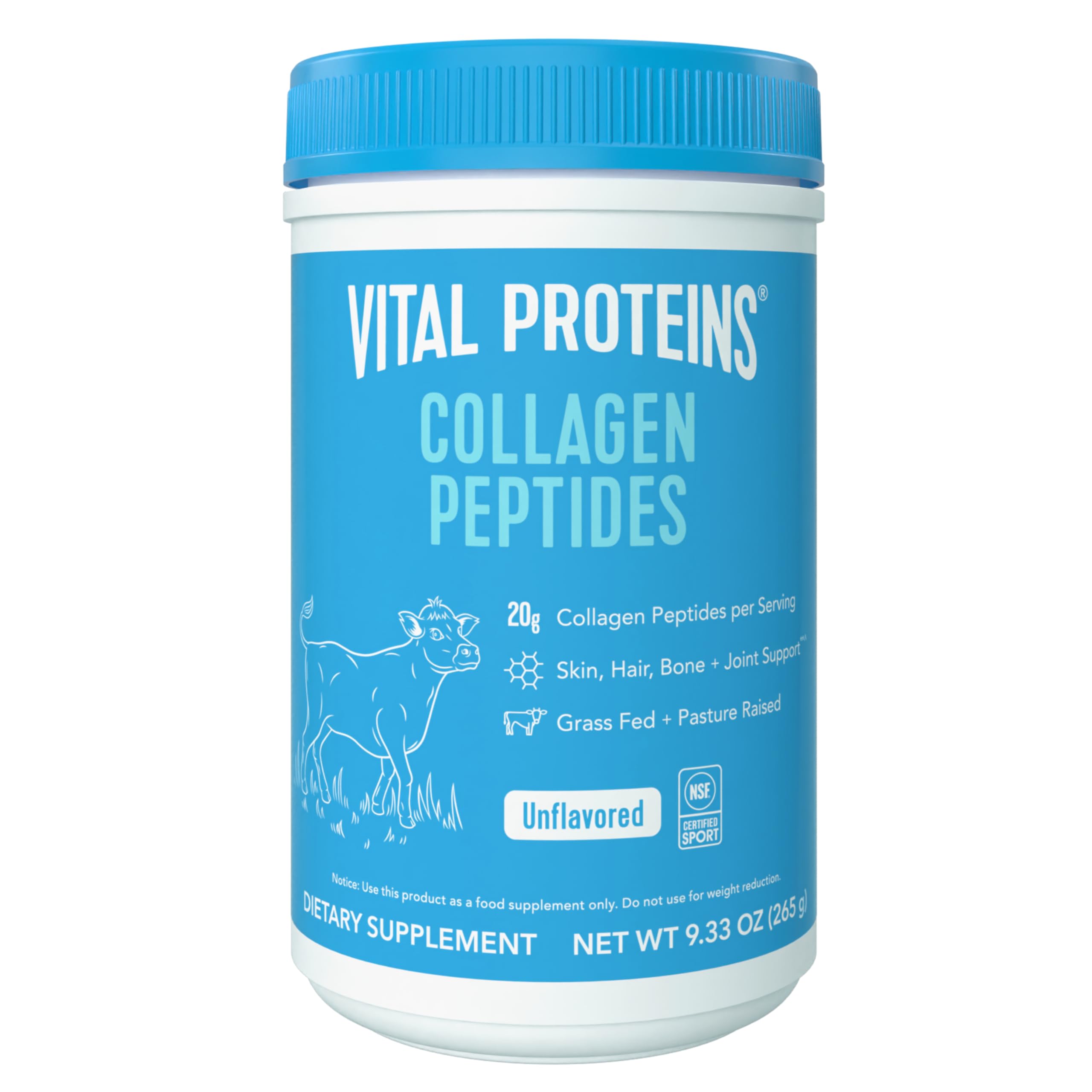 Vital Proteins Collagen Peptides Powder - Supports Hair, Nail, Skin, Bone & Joint Health, Unflavored, Collagen Protein 9.33 OZ