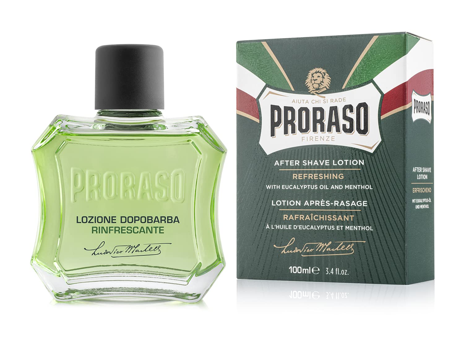 Proraso After Shave Lotion für Herren, erfrischend und belebend mit Menthol und Eukalyptusöl, 100 ml (1 Stück)