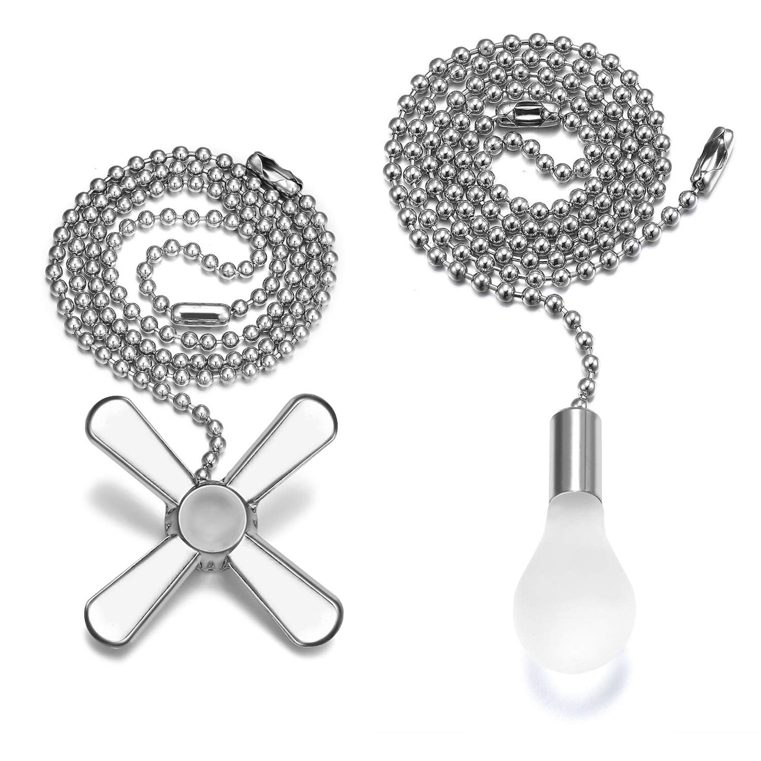 SmoTecQ Ceiling Fan Pull Chain, 24-inch Extra Long Extension Cord - Silver