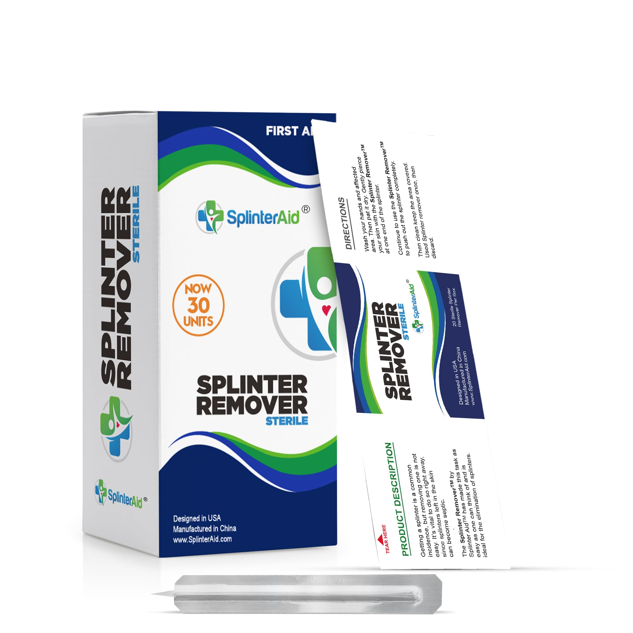 SplinterAid - Painless Splinter Removal Kit (30-Pack) | Pull Out Splinters Fast & Easy | Compact First Aid for Home, Travel & Camping | Great for Hiking, Woodworking & Outdoors | No Tweezers Needed