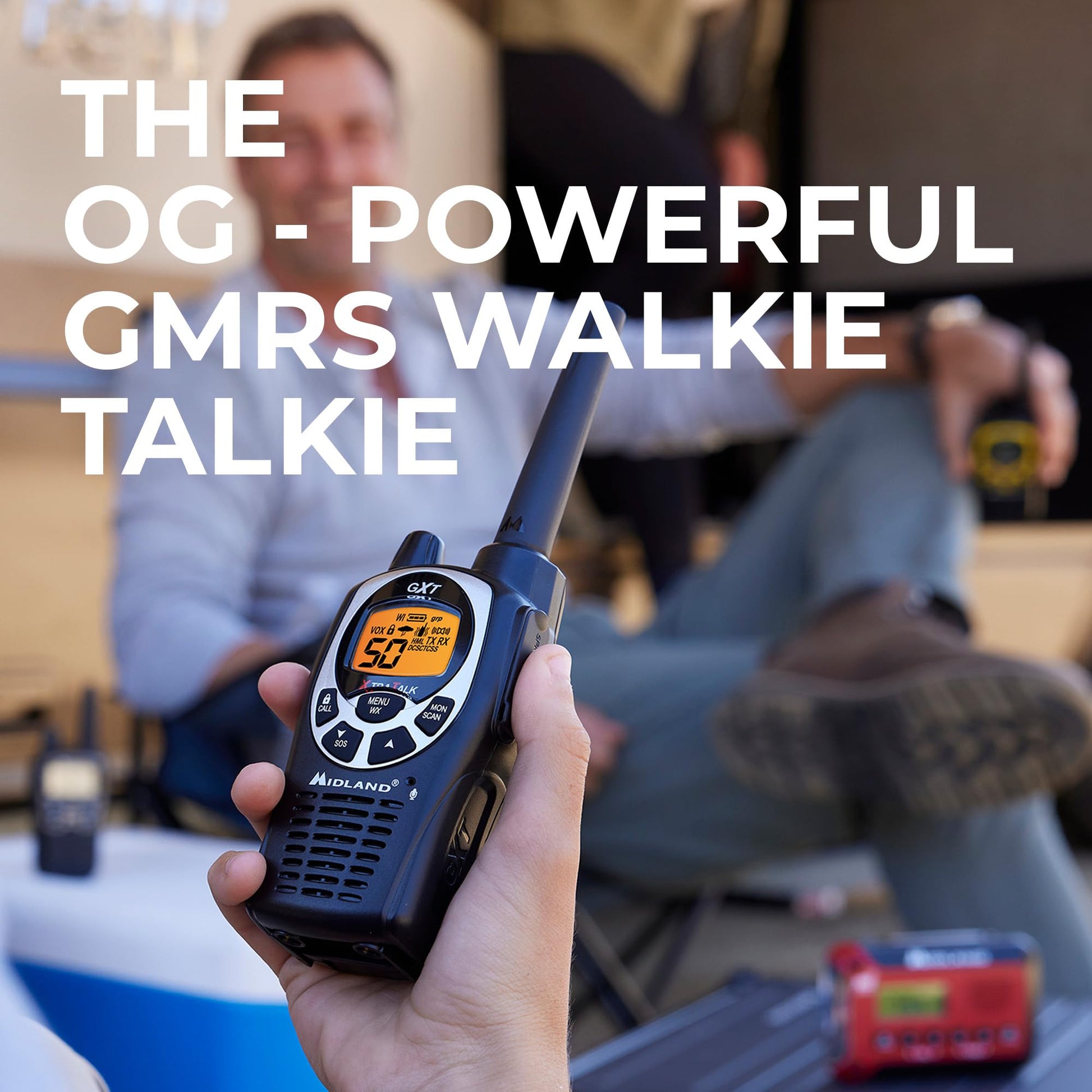 Midland GXT1000VP4 GMRS Two-Way Radio (50-Channel, Long Range, 142 Privacy Codes, SOS, NOAA, Rechargeable Nickle Battery, Black/Silver, 2-Pack)