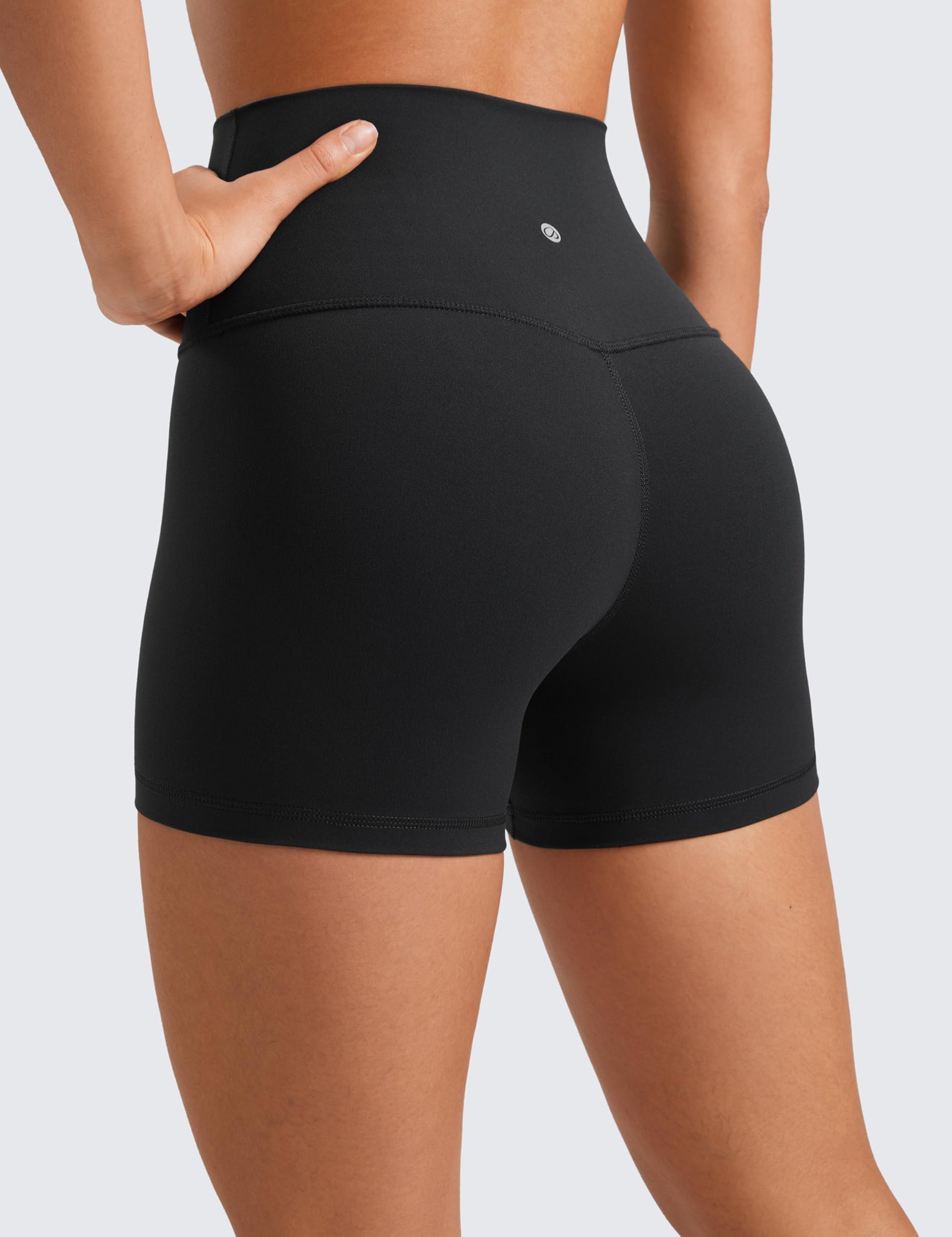 CRZ YOGA Womens Butterluxe Biker Shorts 4'' - High Waisted Booty Workout Volleyball Yoga Spandex Black Small