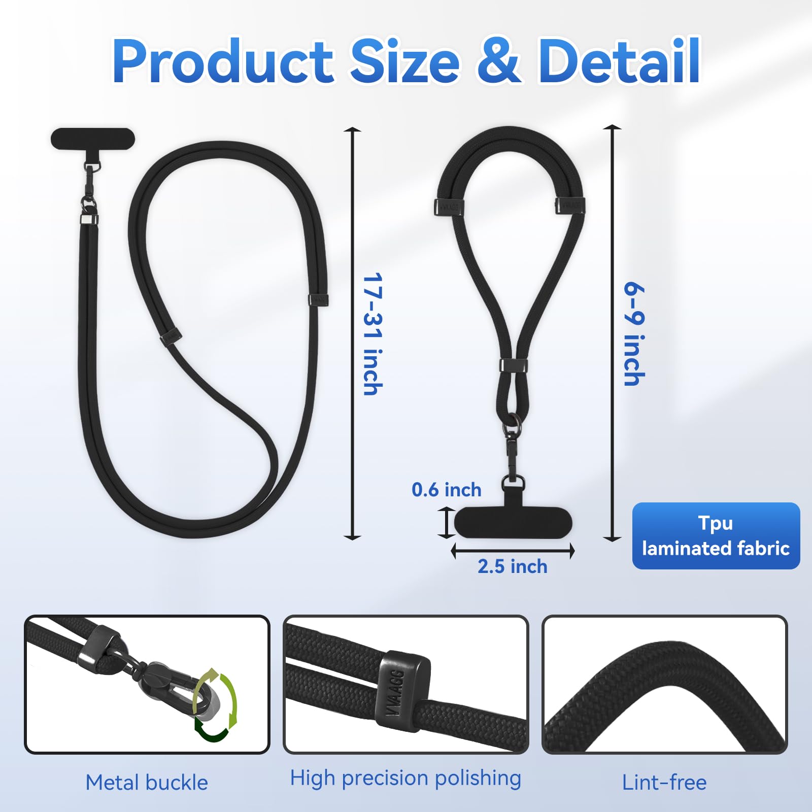 VVAAGG Cell Phone Lanyard for iPhone: Crossbody Phone Strap Adjustable Neck Wrist Strap Anti Theft Long Lanyard Travel Essential for Women Most iPhone and Android Smartphones
