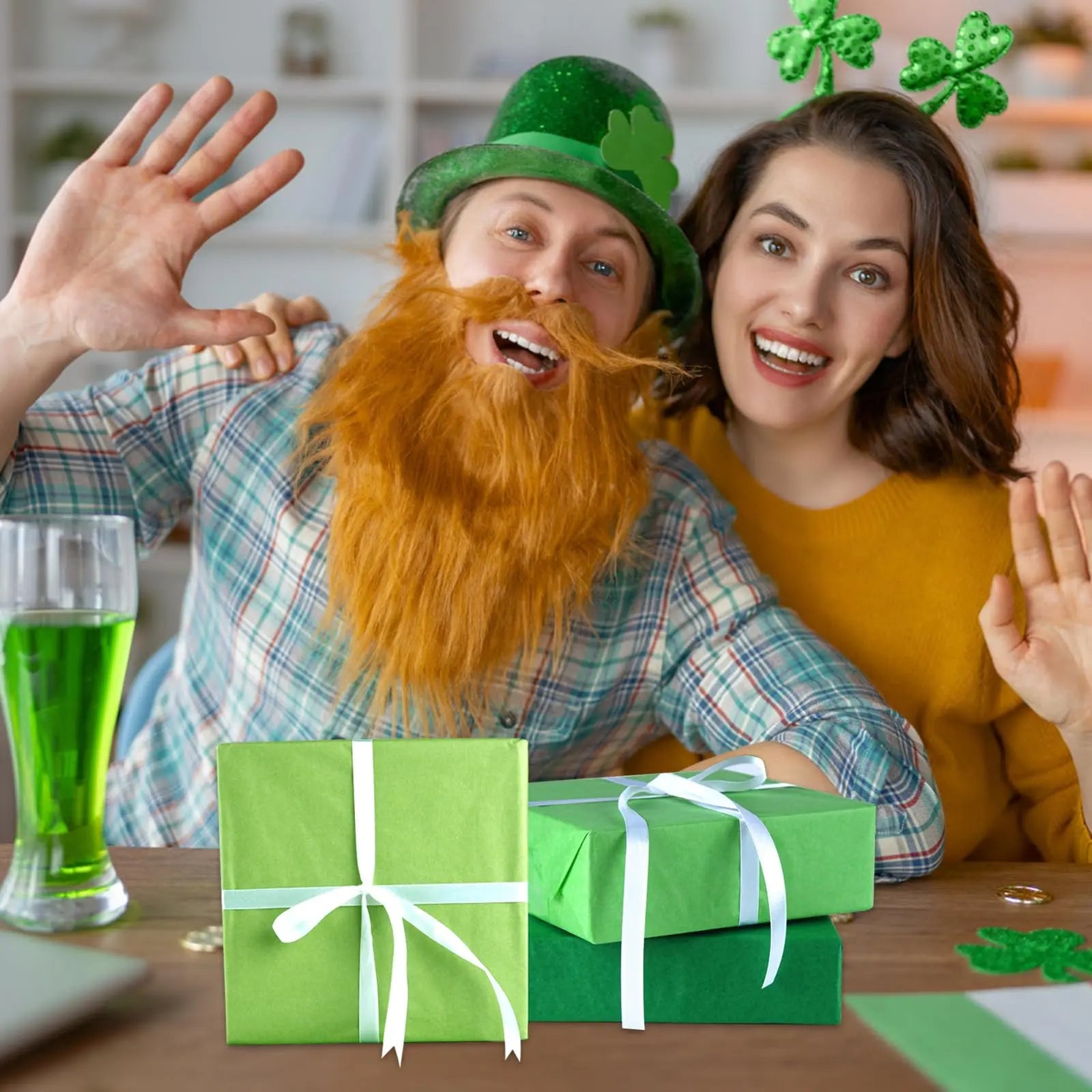 PLULON 60 Sheets Green Tissue Paper Bulk, Green Tissue Paper Sheets for Gift Bags for Saint Patrick's Day Gift Wrapping Birthday Wedding Holiday Flower