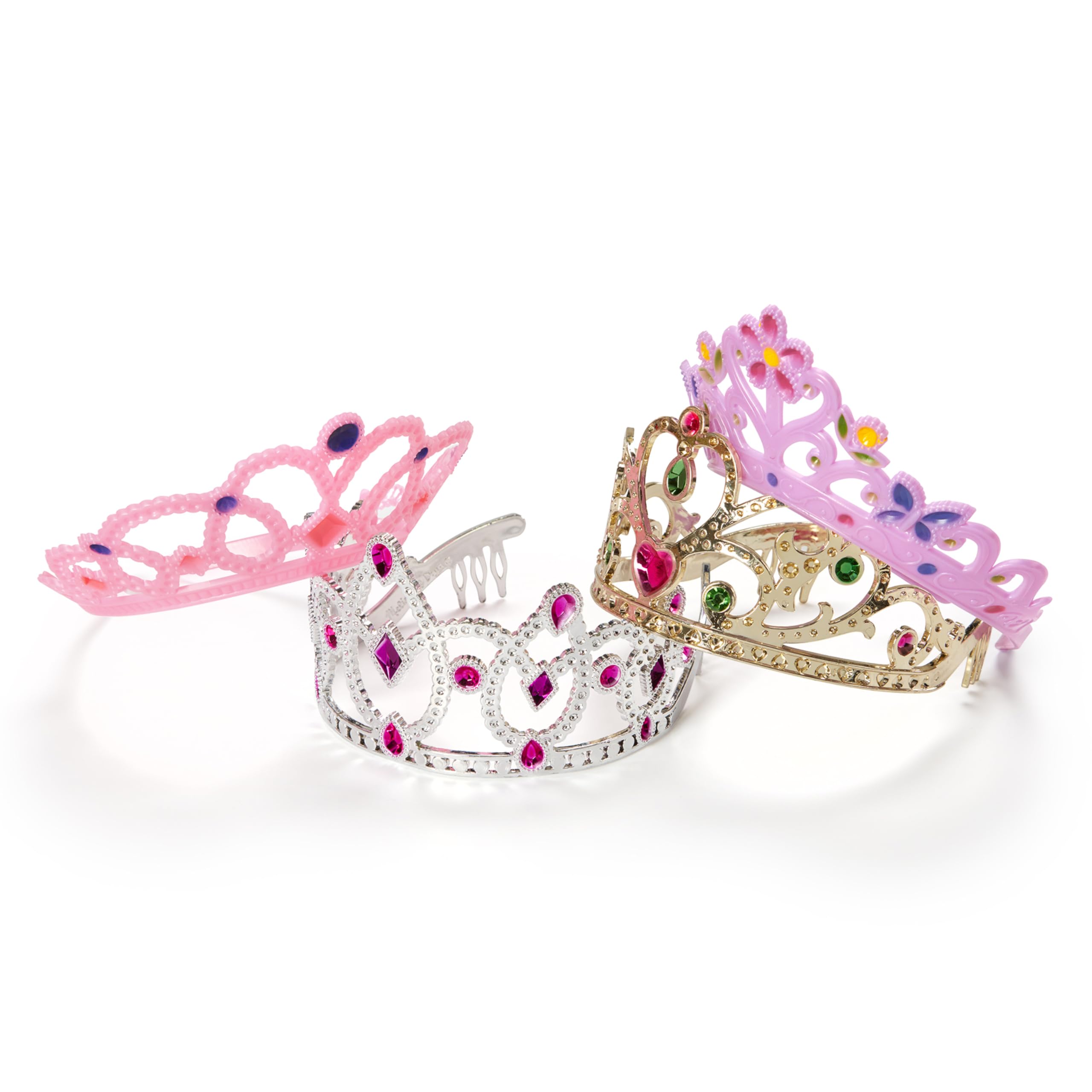 Melissa & Doug Dress-Up Tiaras Play Set for Kids (4-Piece) – Pretend Princess Crowns for Costume Role Play – Preschool Jewelry Toys for Girls Ages 3+