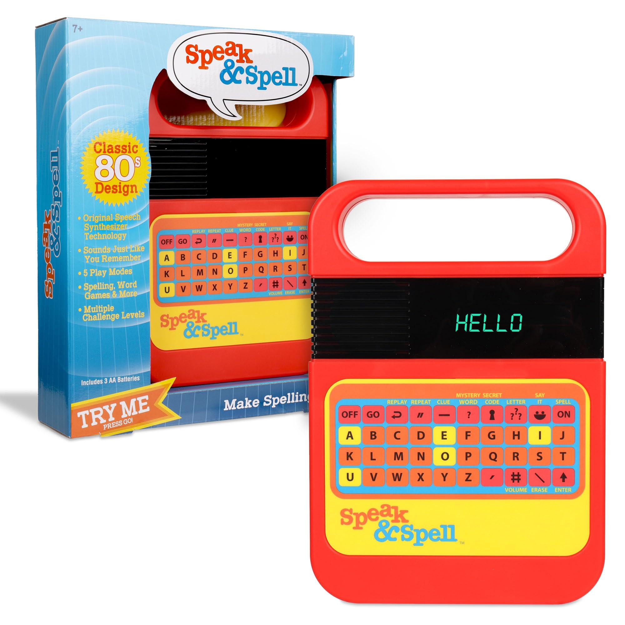 لعبة Speak & Spell الإلكترونية - لعبة تعليمية، ألعاب تهجئة، أركيد محمول كلاسيكي من الثمانينات، ألعاب التوحد، نشاط للأولاد والبنات والأطفال الصغار، الفئة العمرية 7 سنوات فما فوق