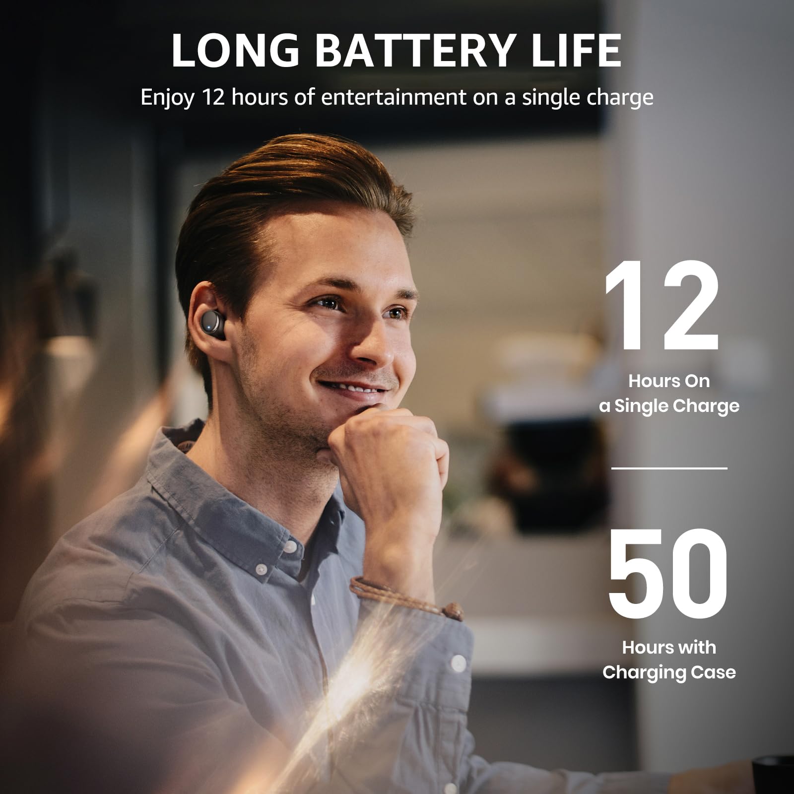 TOZO T6 Wireless Earbuds, IPX8 Waterproof Ear Buds, Stereo Bass Sound Bluetooth 5.3 Headphones in Ear, 50 Hours Playtime Earphones, Wireless Charging Case, Custom 32 EQ via APP