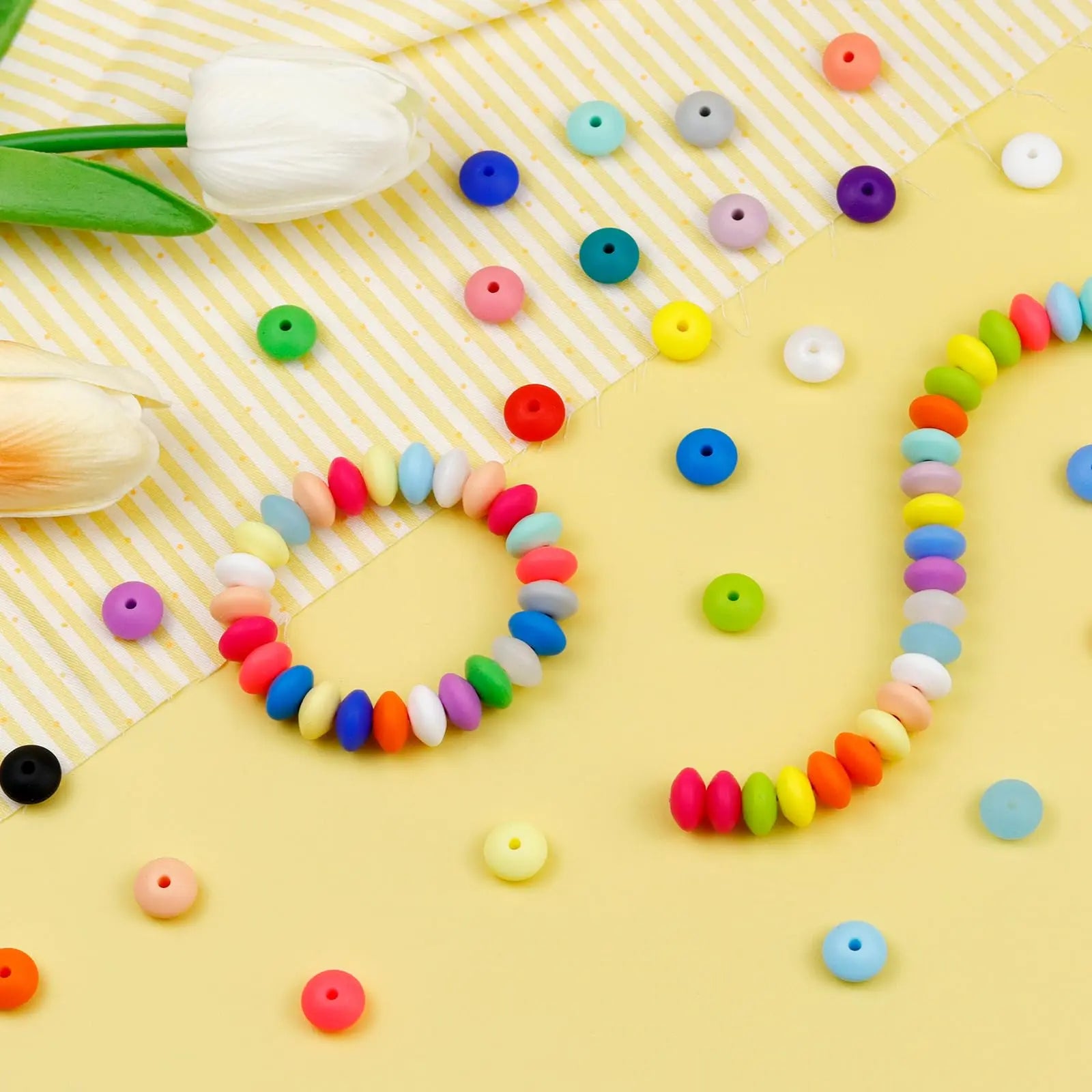 180PCS FIVEIZERO Silicone Lentil Beads,12mm 30 Colors Silicone Abacus Beads Bulk Loose Spacer Jewelry Beads Colorful DIY Lanyard Beads for Making Necklace Keychain Accessories