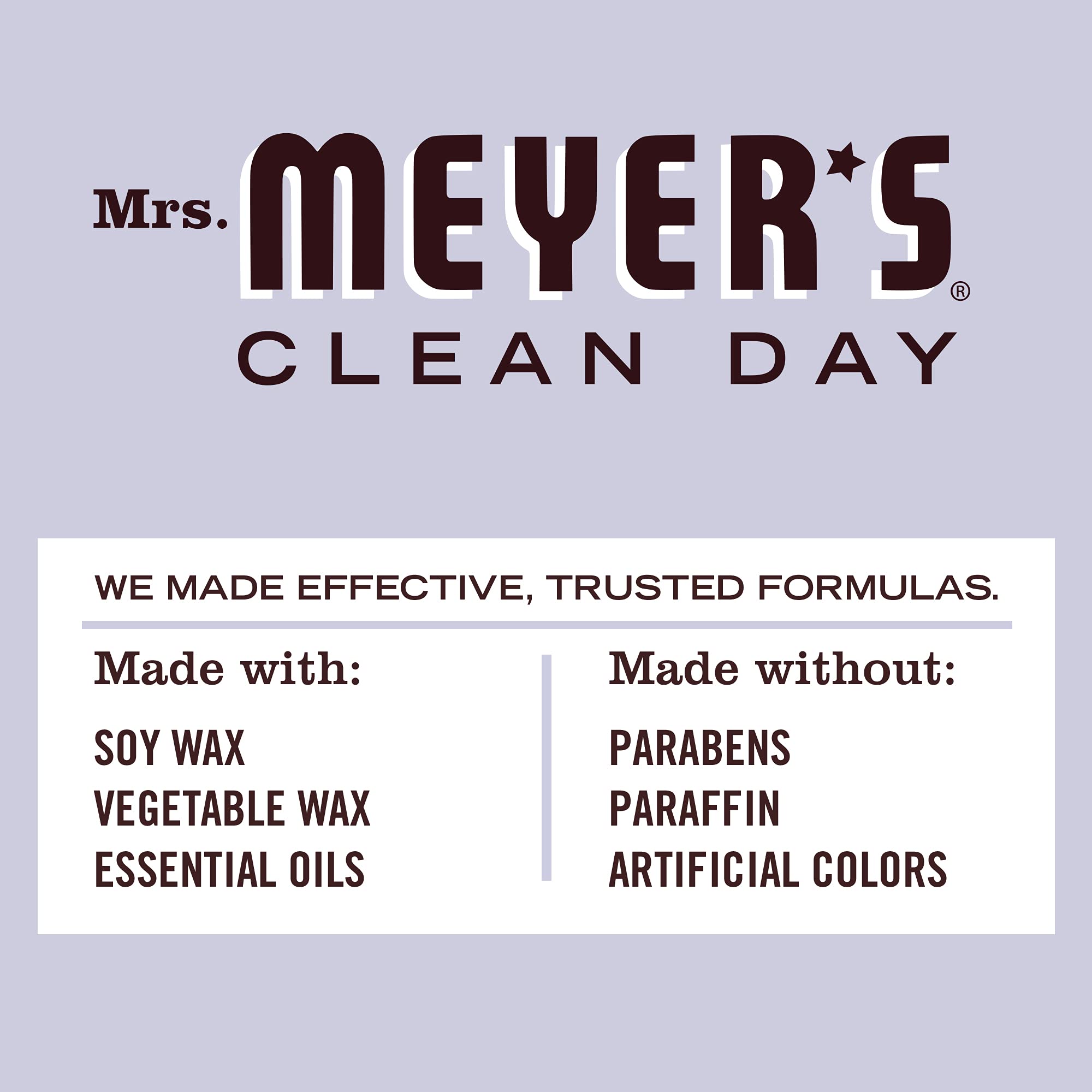 MRS. MEYER'S CLEAN DAY Lavender Soy Candle, Garden-Inspired Aromatherapy Homekeeping, 35 Hour Burn Time, Made with Essential Oils, 7.2 oz Large Glass Jar Candles (Pack of 2)