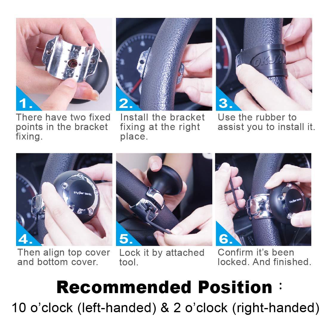 Hypersonic Vehicle Power Handle Car Steering Wheel Spinner Accessory Knob Universal Fit for Car (black)