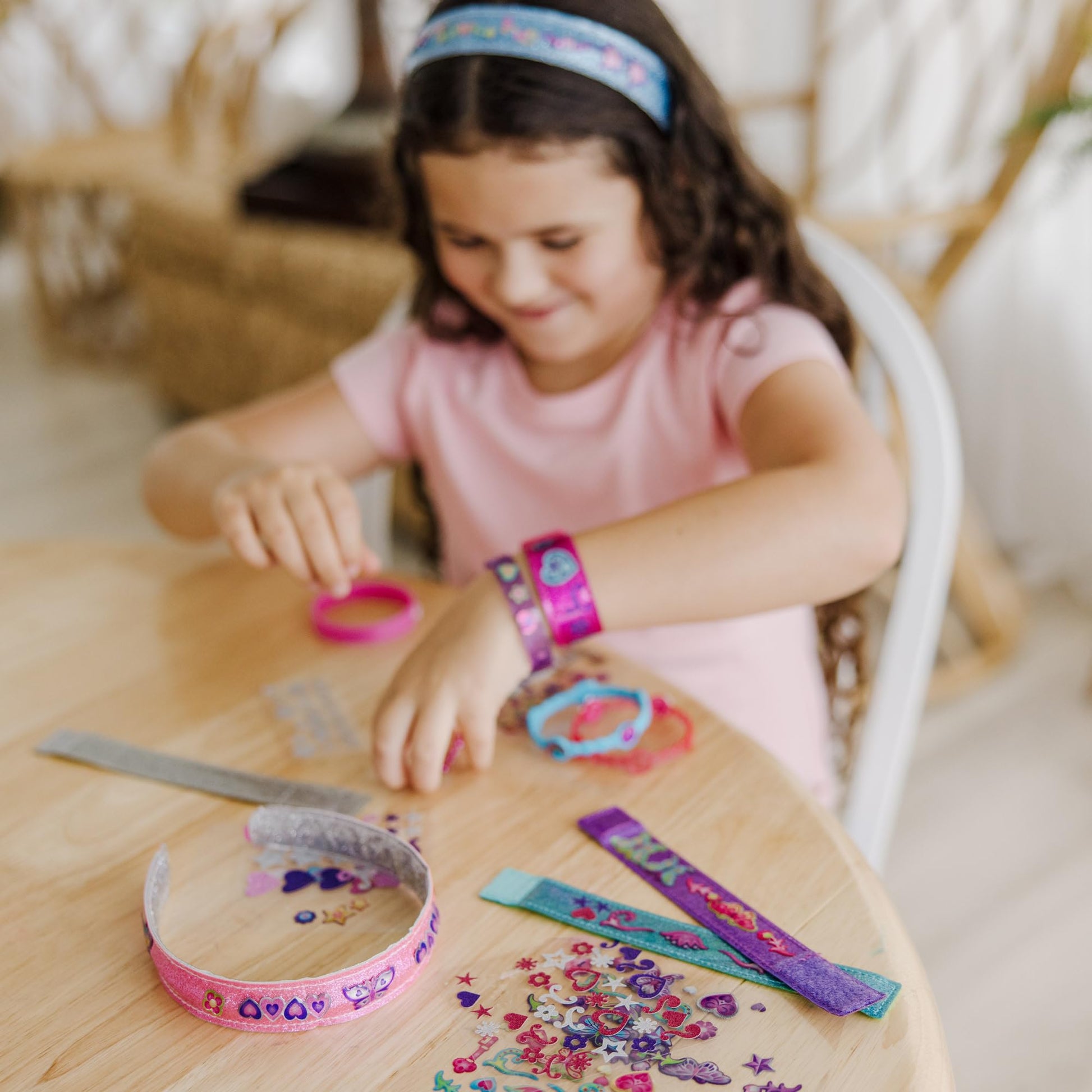 Melissa & Doug Design-Your-Own Bracelets with 100+ Sparkle Gem and Glitter Stickers