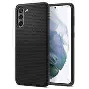جراب Spigen Liquid Air [درجة عسكرية] مصمم لهاتف Galaxy S21 (2021) - أسود مطفي