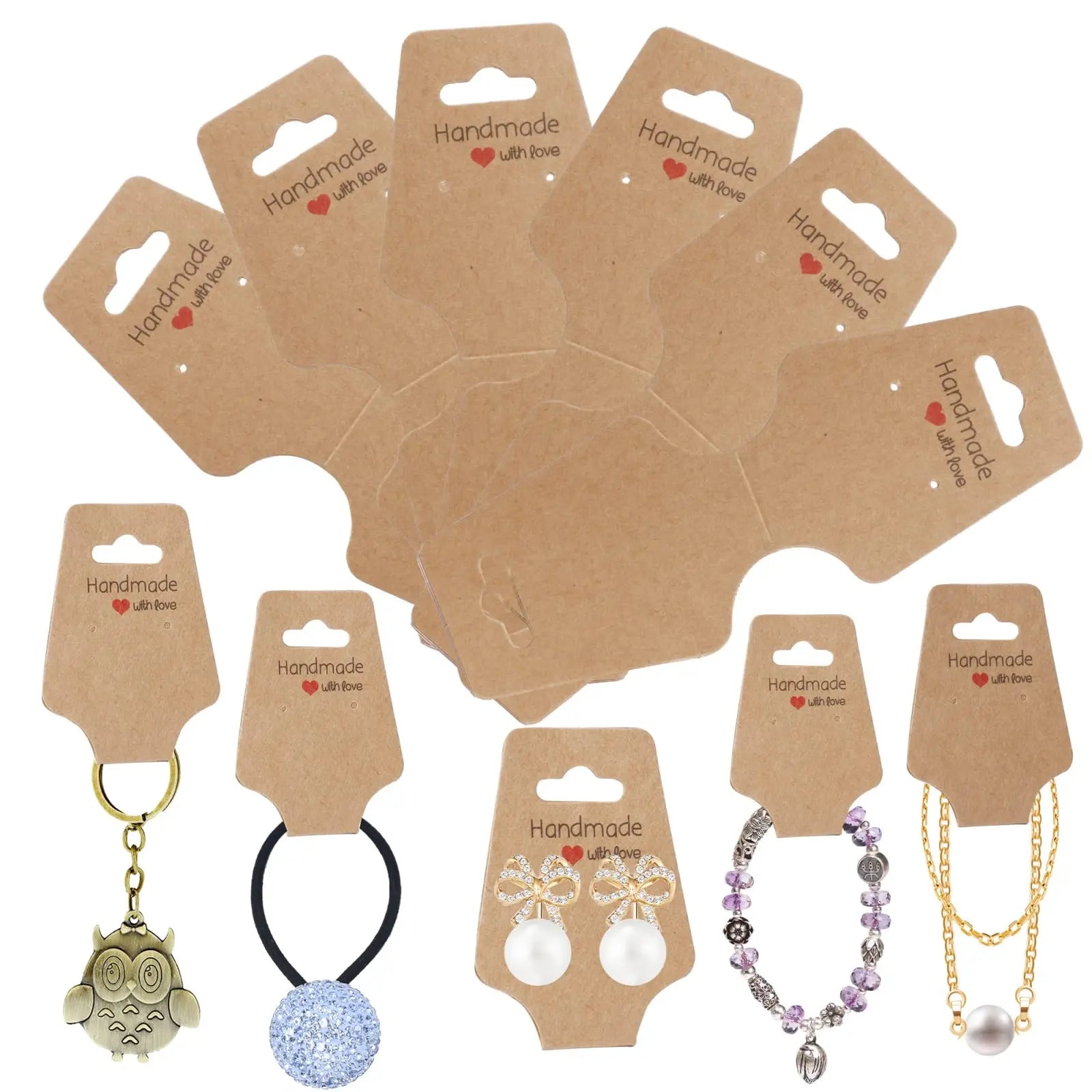 200PCS Bracelet Display Cards Sturdy Necklace Holder Cards Self Adhesive Jewelry Packaging Selling Card for Small Business of Keychain Earring Hair Band and Scrunchies Hanging