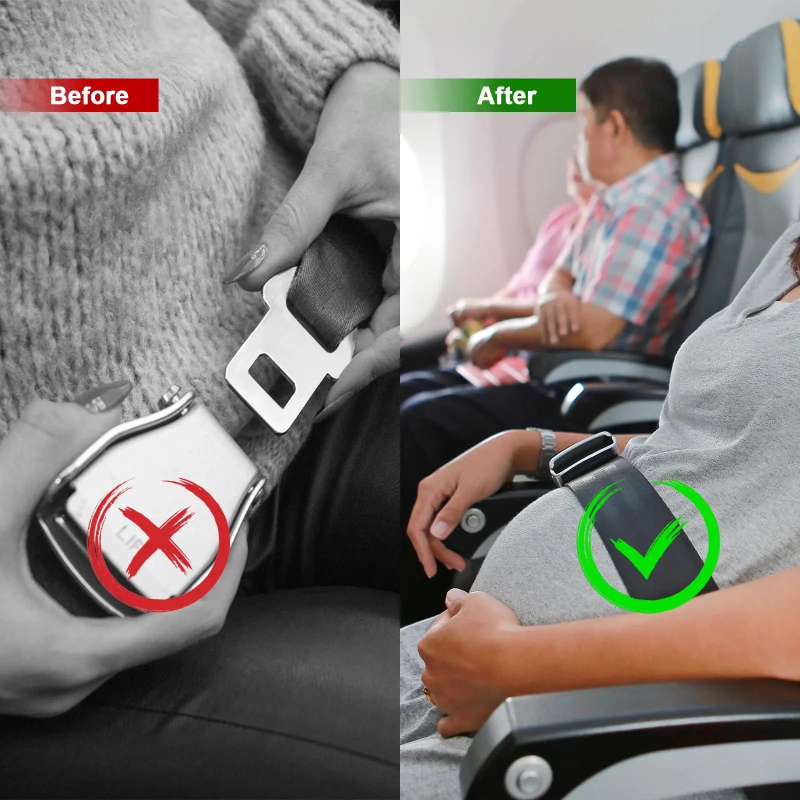 2 in 1 Airplane Seat Belt Extender - Adjustable Length, Fits All Airlines Including Southwest Airlines' 737-800/737MAX8