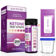 BACNUNN Ketone Test Strips - Upgraded 200 Keto Strips Urine Test for Ketogenic & Low-Carb Diets with Urine Cup - Ketosis Home Urinalysis Keto Sticks