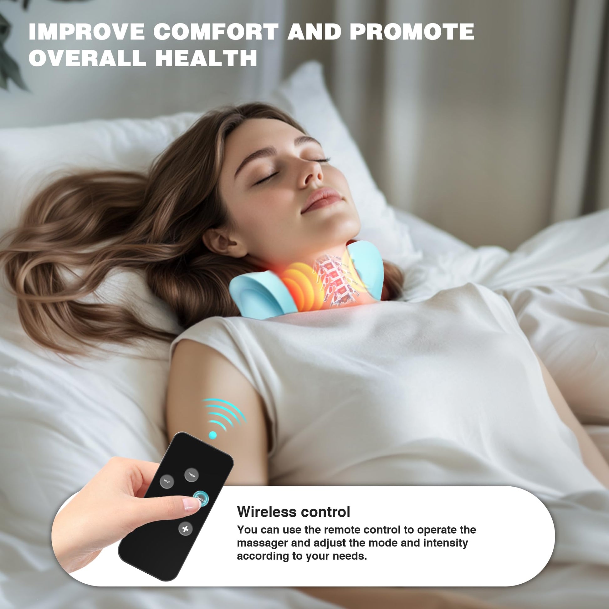 GYSIEN Neck Massager 2025, Neck and Shoulder Relaxer with Heat, 3 Modes, Portable Pillows for Pain Relief and Muscle Relax, 26° Angle Cervical Traction Device for Back, Shoulder