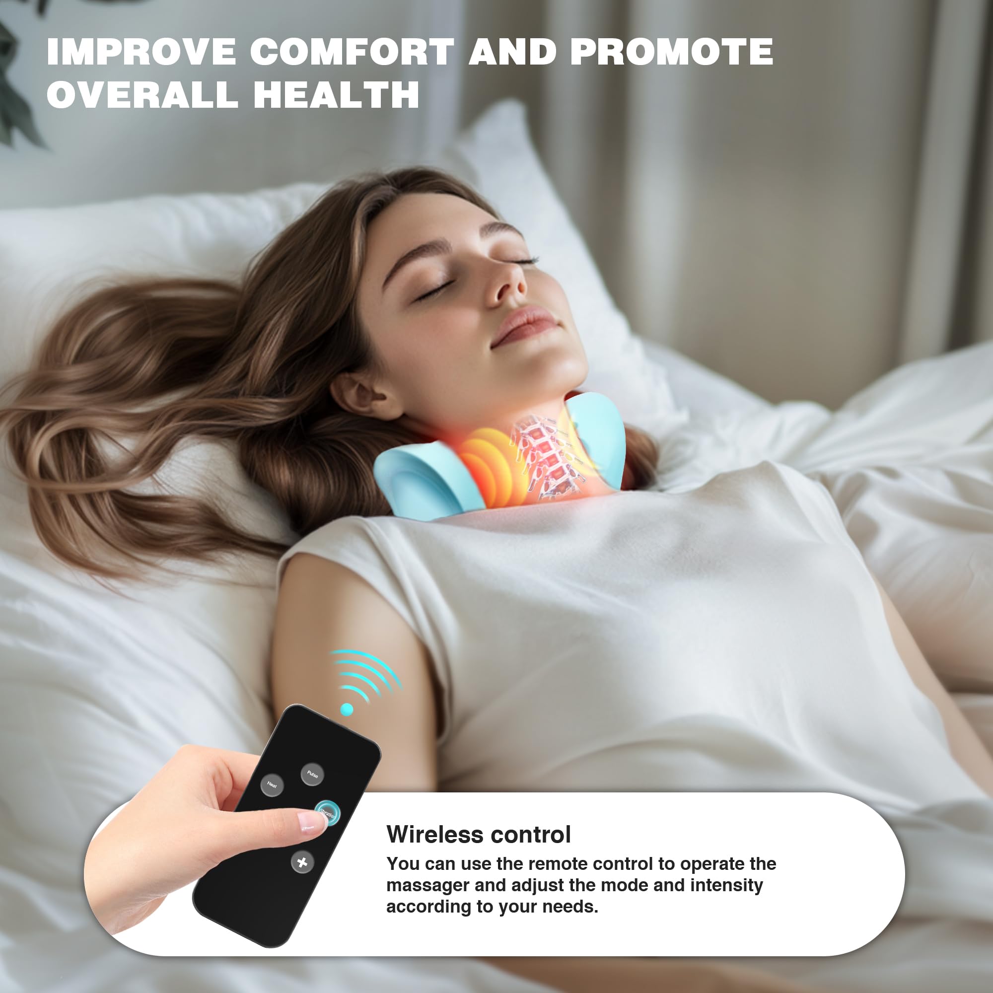 GYSIEN Neck Massager 2025, Neck and Shoulder Relaxer with Heat, 3 Modes, Portable Pillows for Pain Relief and Muscle Relax, 26° Angle Cervical Traction Device for Back, Shoulder