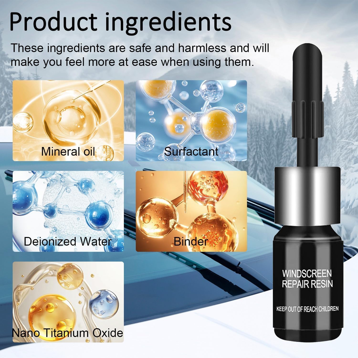 Windshield Crack Chip Repair Kit Quick Fix Car Windows Glass Tool 2 Bottles Used for Scratches