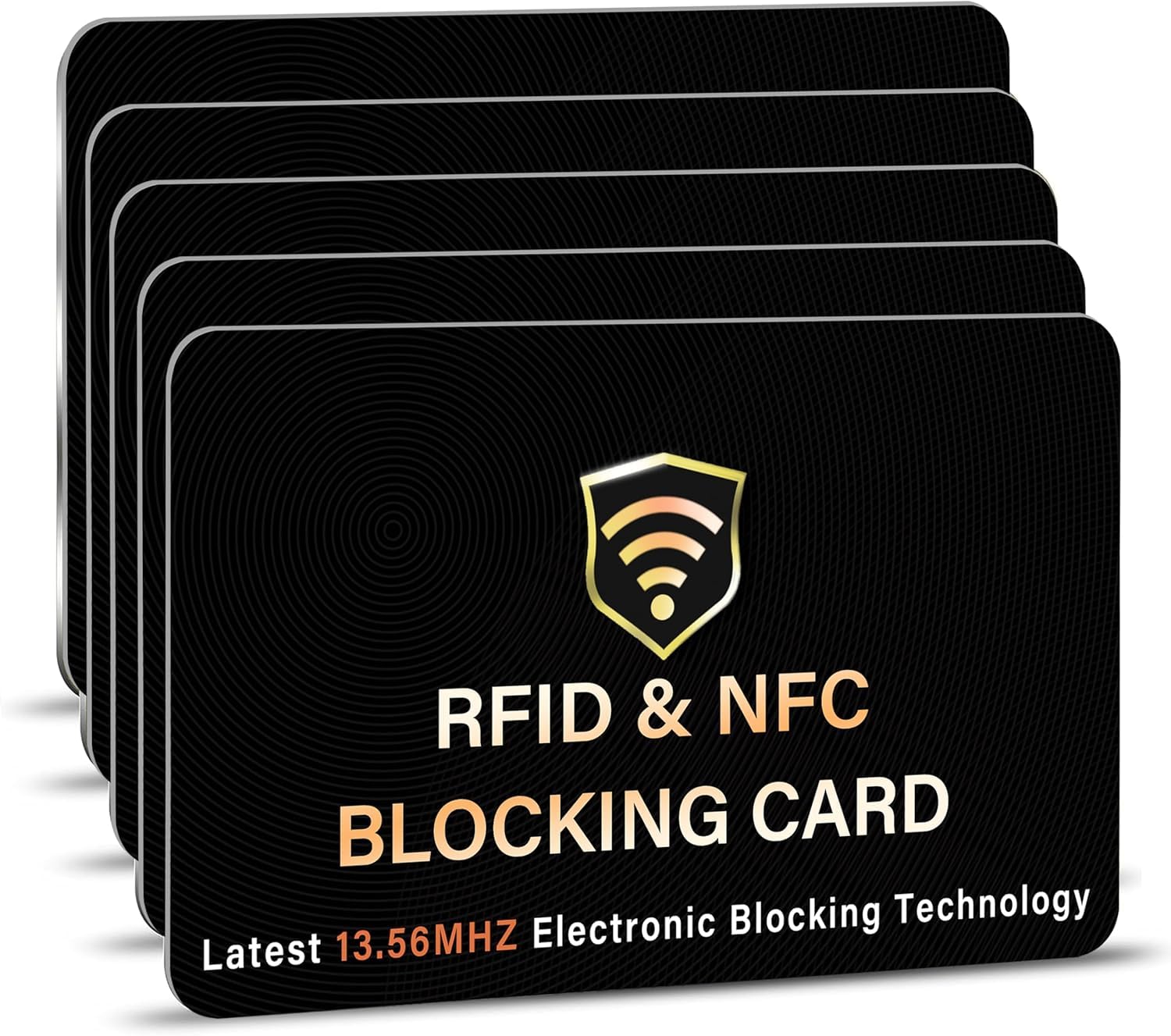 SaiTech IT 5 Pack RFID Blocking Card, One Card Protects Entire Wallet Purse, NFC Contactless Bank Debit Credit Card Protector ID ATM Guard Card Blocker-(Black)