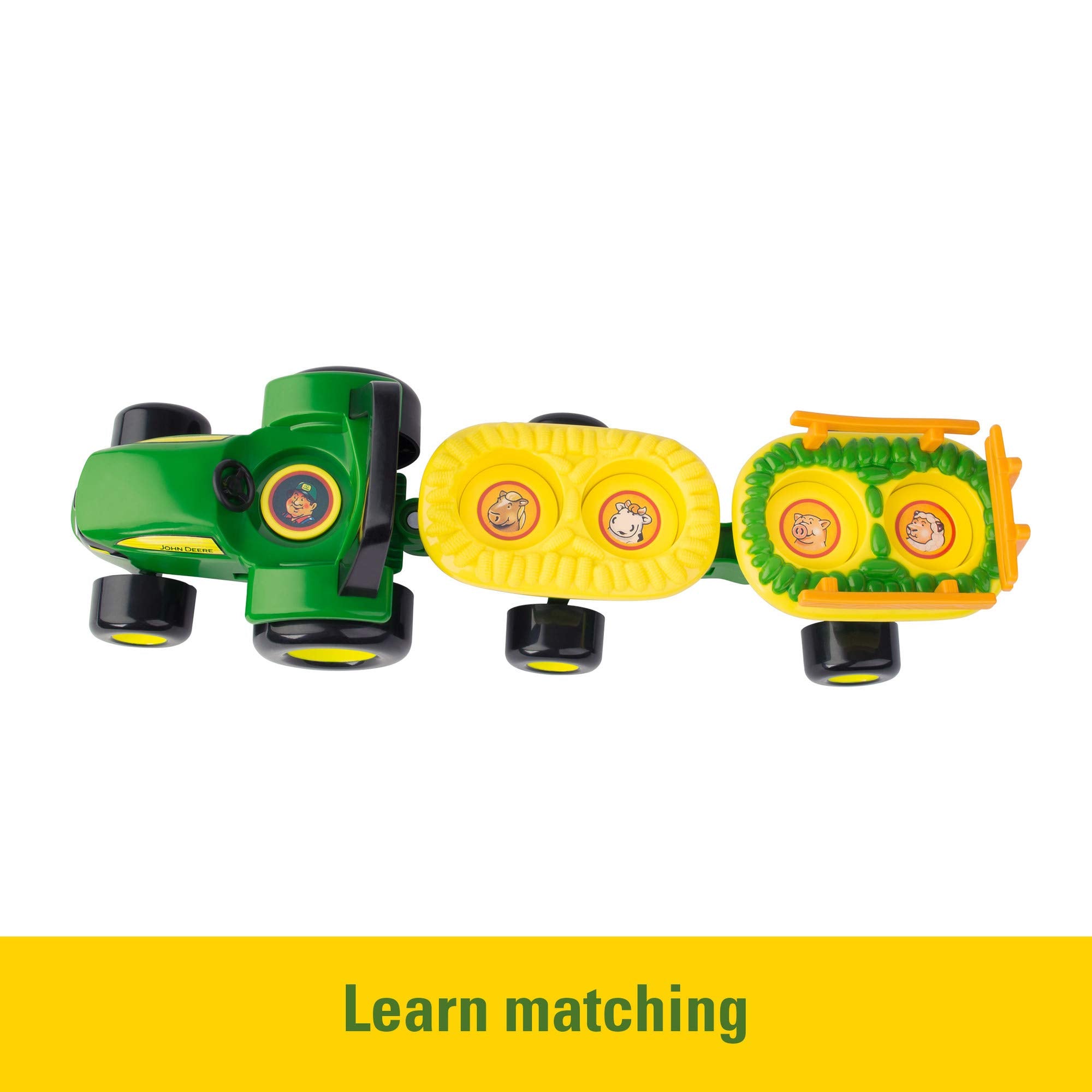 TOMY John Deere Animal Sounds Hayride Musical Tractor Toy - Musical Hayride Toddler Toys - Includes Farmer Figure, Tractor, and 4 Farm Animals - Toddler Music Toys - Ages 12 Months and Up