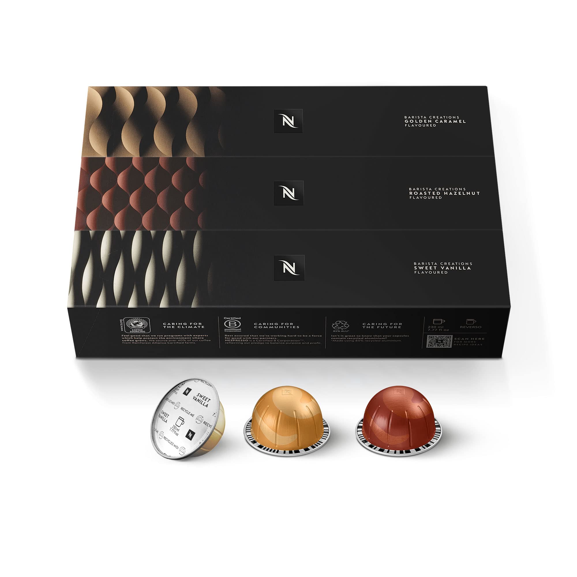 Nespresso Kapseln Vertuo, Barista Flavored Pack, mittelgerösteter Kaffee, 30 Kaffeekapseln, brüht 230 ml.