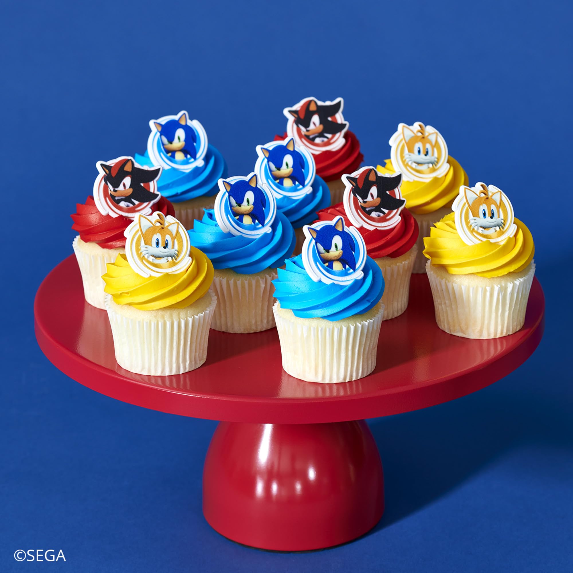 DecoPac Sonic the Hedgehog Rings, Cupcake Decorations Featuring Sonic, Tails, and Shadow - 24 Pack