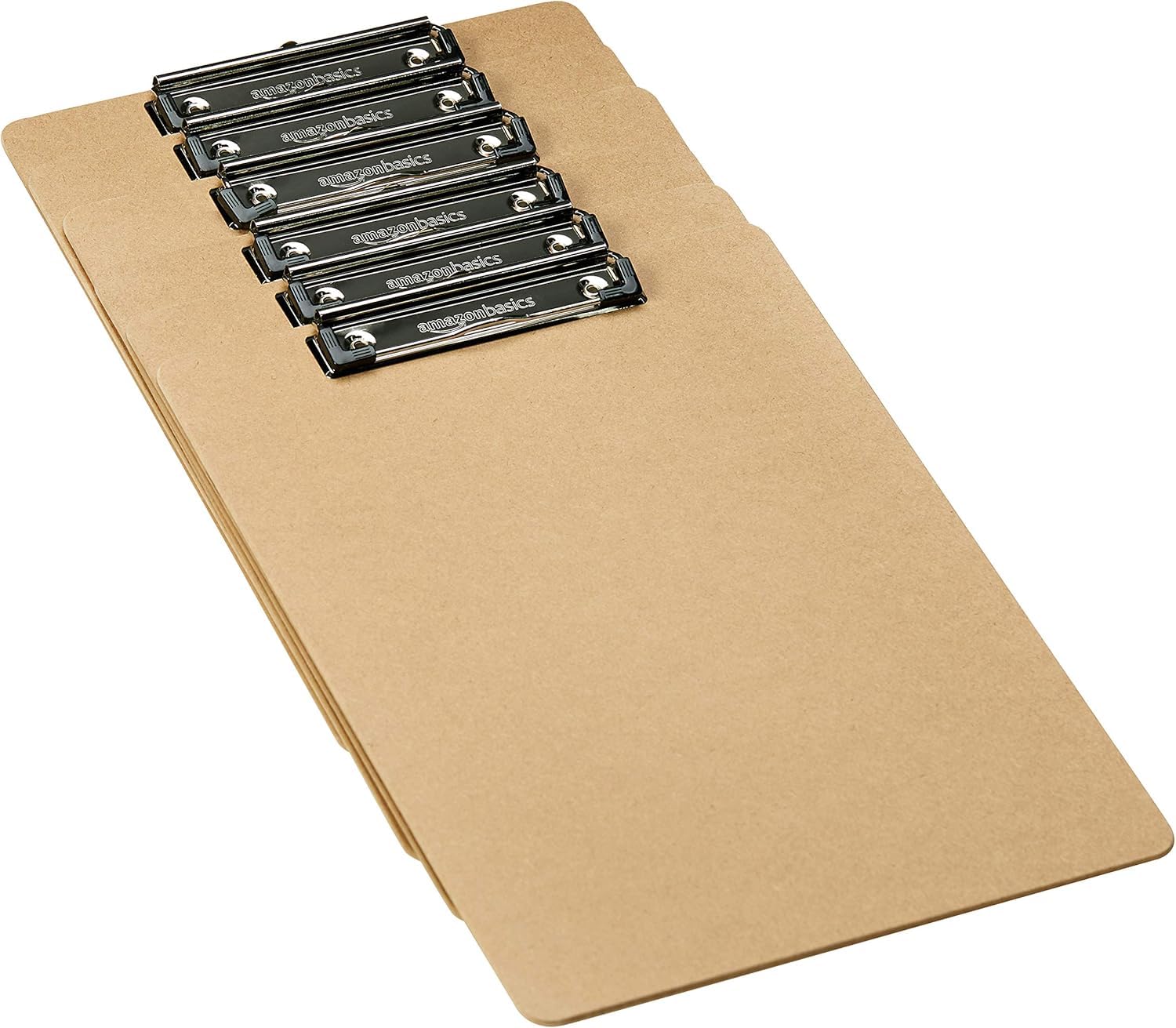 Basics Hardboard Office Clipboard, 6-Pack, Brown