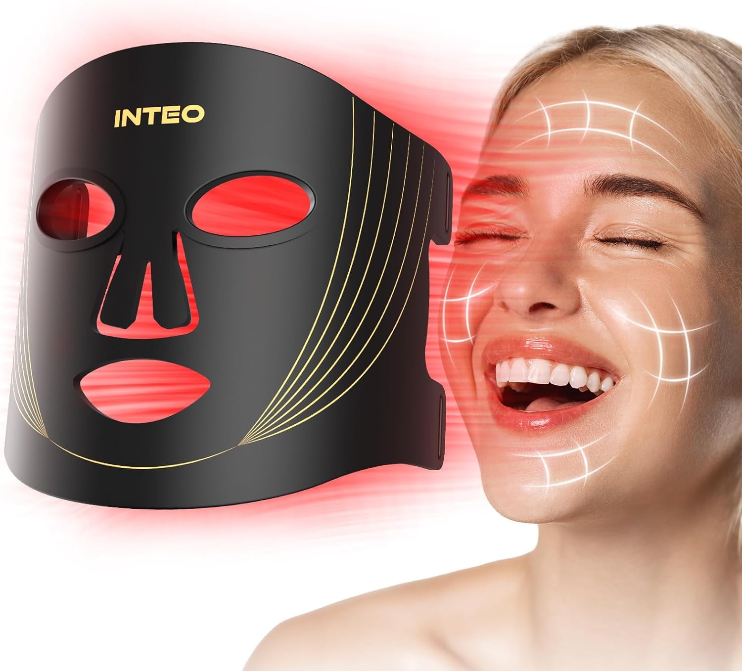 Red Light Therapy for Face, 3 Modes Portable Led Face Mask Light Therapy with Remote, Near-Infrared 850 Red Light Mask with Timing Function, Led Light Therapy at Home 180 LED Beads