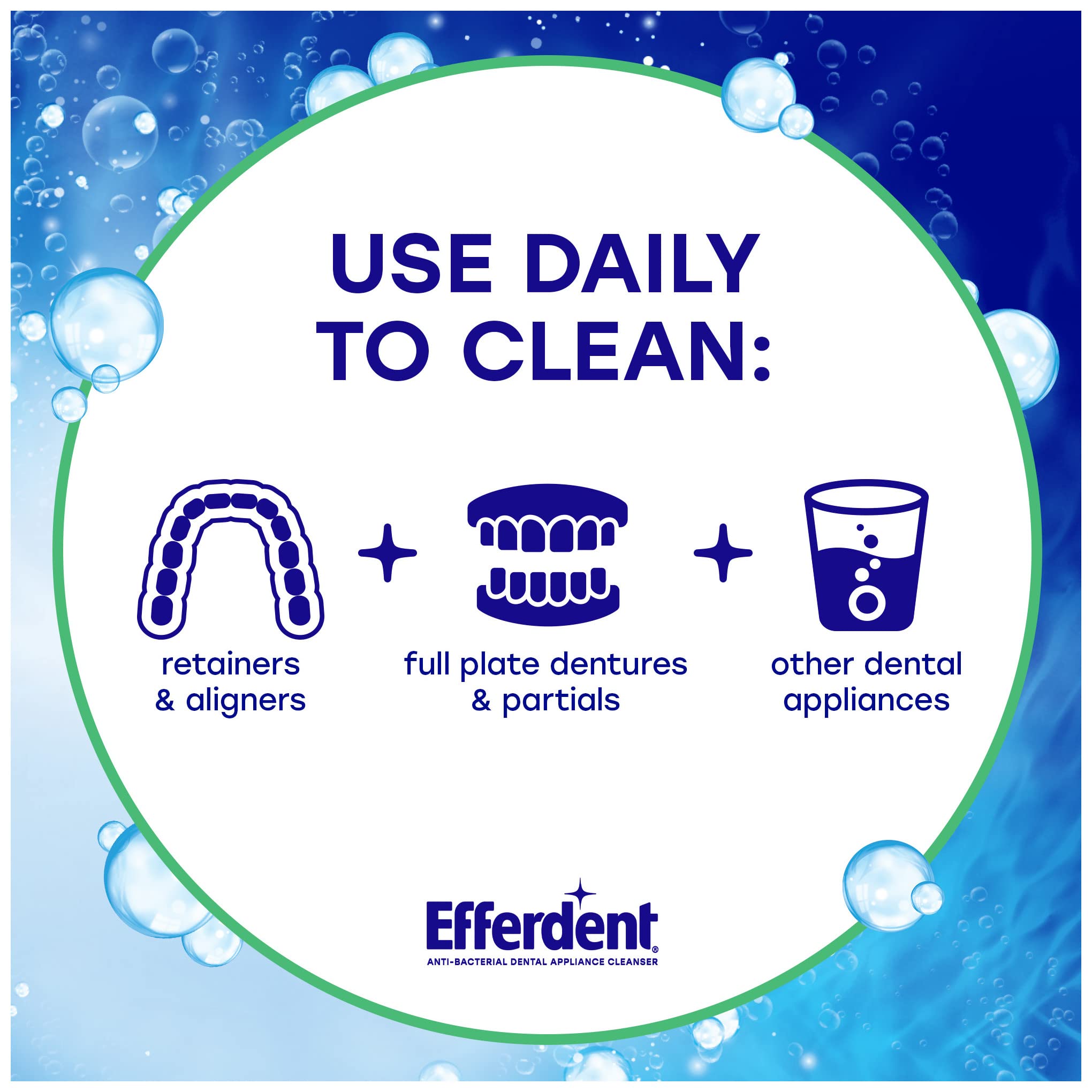 Efferdent Retainer Cleaning Tablets, Denture Cleaning Tablets for Dental Appliances, Minty Fresh & Clean, 126 Count