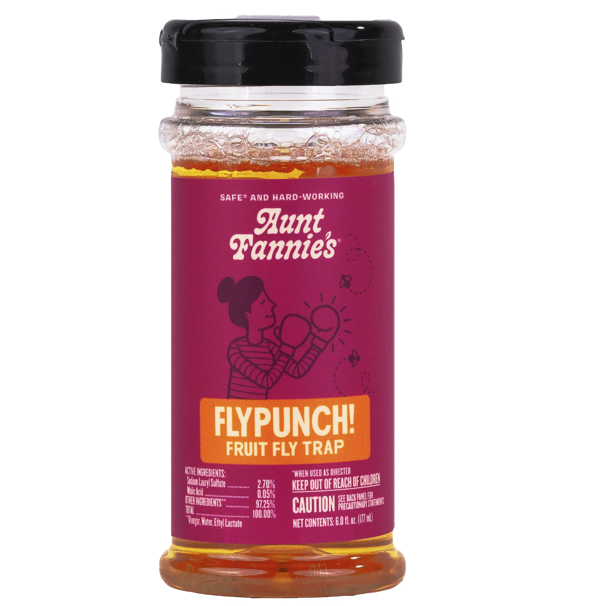 Aunt Fannie's FlyPunch Fruit Fly Trap for Indoor and Kitchen Use, Ready to Use, Made with Plant Based Ingredients, Safe Near Food, Each Bottle Lasts Up to 30 Days, Pack of 1