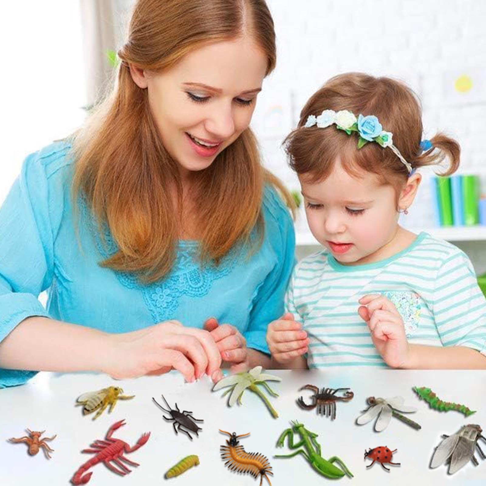 30 Pack Bug Toys Fake Plastic Bugs and Insects for Kids Toddler Halloween Birthday Party Favors Easter Valentines Basket Stuffers Goodie Bag Fillers April Fool's Day Prank Gifts Fake Bugs Toys