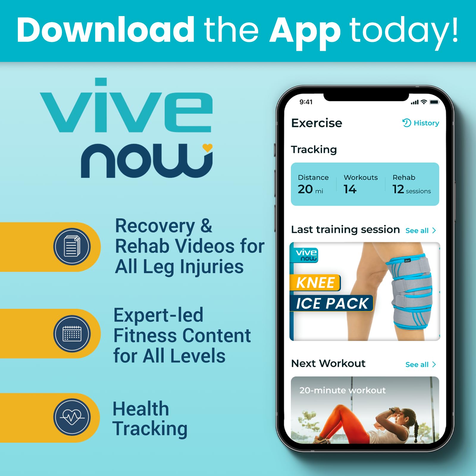 Vive Knee Ice Pack Wrap - Cold/Hot Gel Compression Brace - Heat Support Strap for Arthritis Pain, Tendonitis, ACL, Athletic Injury, Osteoarthritis, Women, Men, Running, Meniscus and Patella Surgery