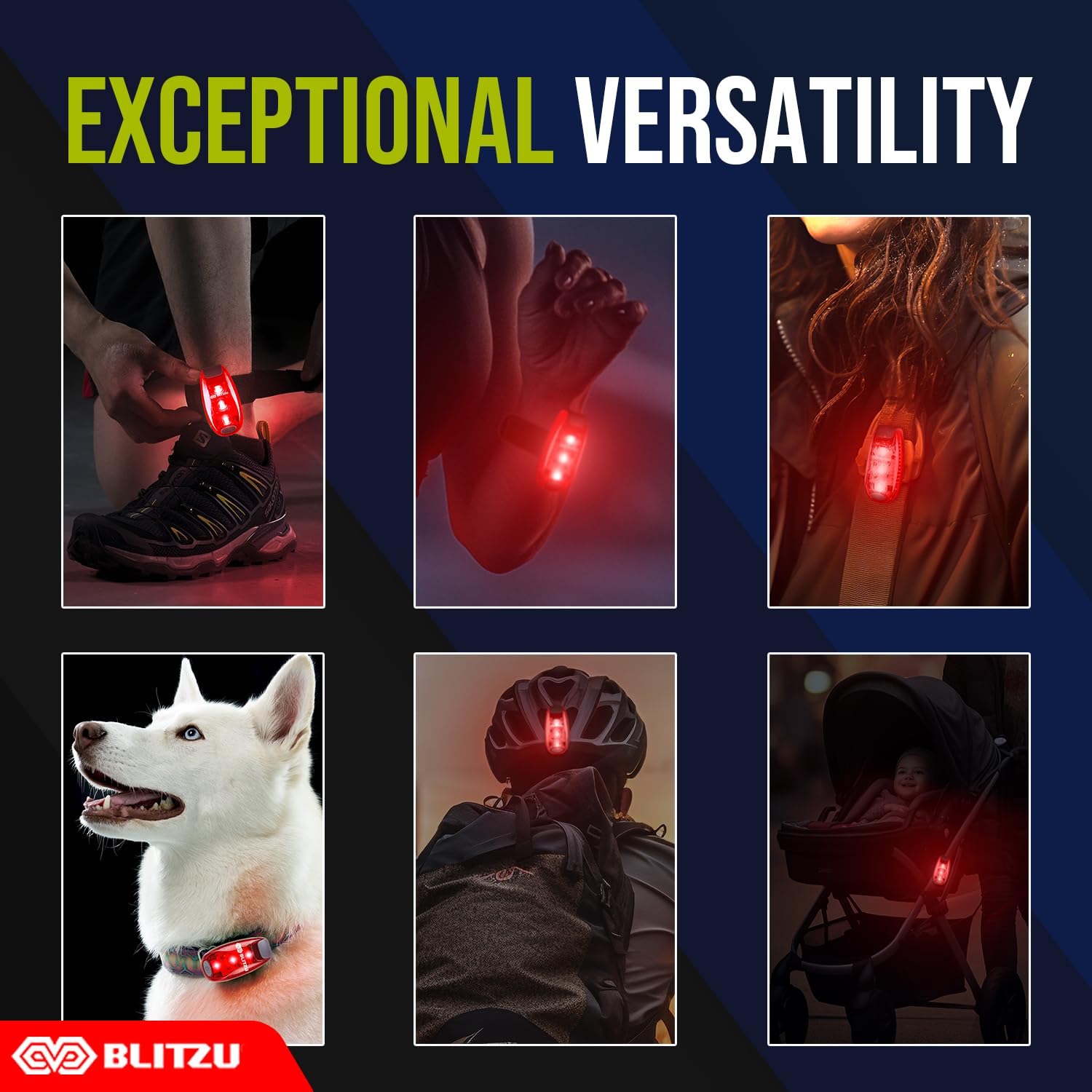 4 Pack LED Safety Light, Clip on Reflective Gear Lights for Walking at Night, Running, Jogging, High Visibility Strobe Light Accessories for Runners, Kids, Hiking, Kayak, Cycling, Camping, Boat Red