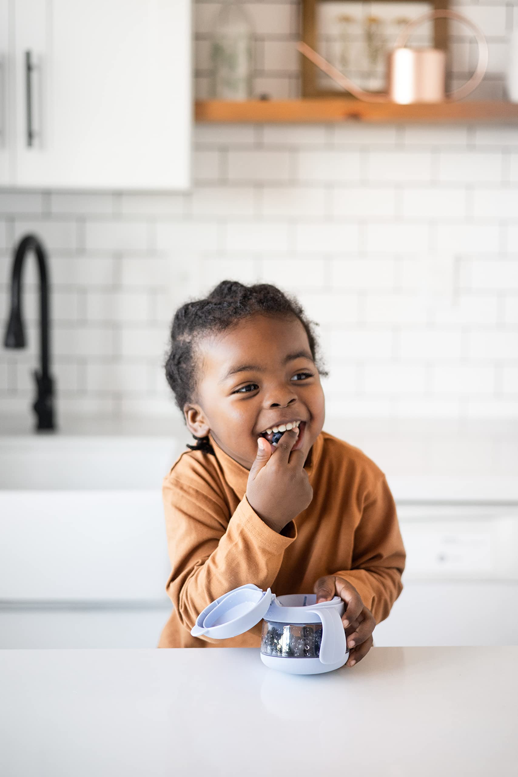 Ubbi Tweat No Spill Snack Container for Kids, BPA-Free, Toddler Snack Container, Sage & Blue