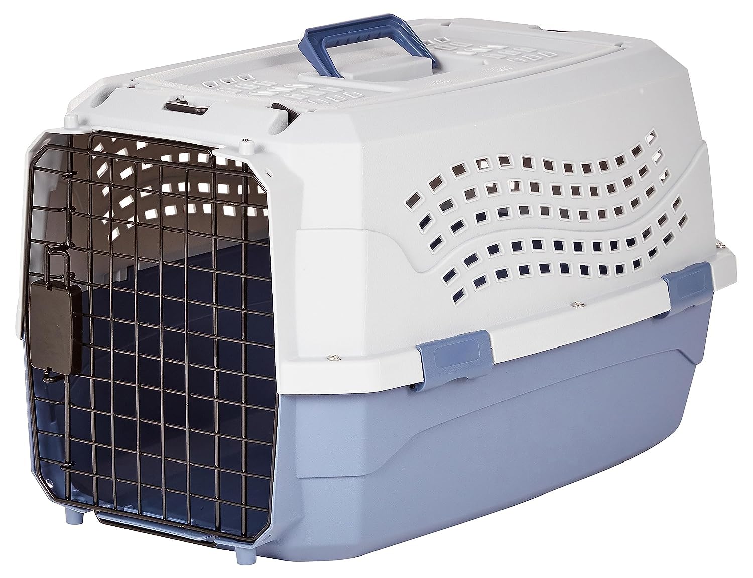 Basics 2-Door Top-Load Hard-Sided Dogs, Cats Pet Travel Carrier, Gray & Blue, 22.8"L x 15.0"W x 13.0"H