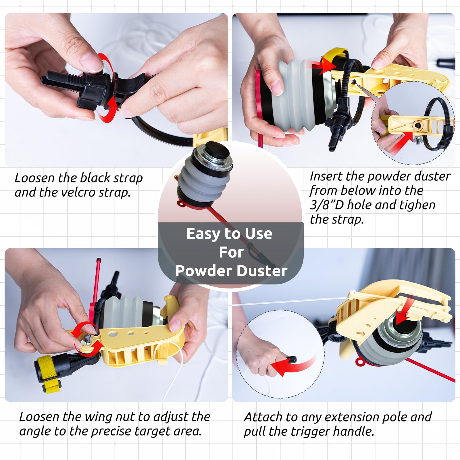 Spray Can Extension Pole Adaptor, Sprayer Adaptor for Aerosol Can and Powder Duster, Adjustable Angle, Perfect for Wasp & Hornet Spray, Dusting Carpenter Bees or Dusting Gardens, Fruit Trees.